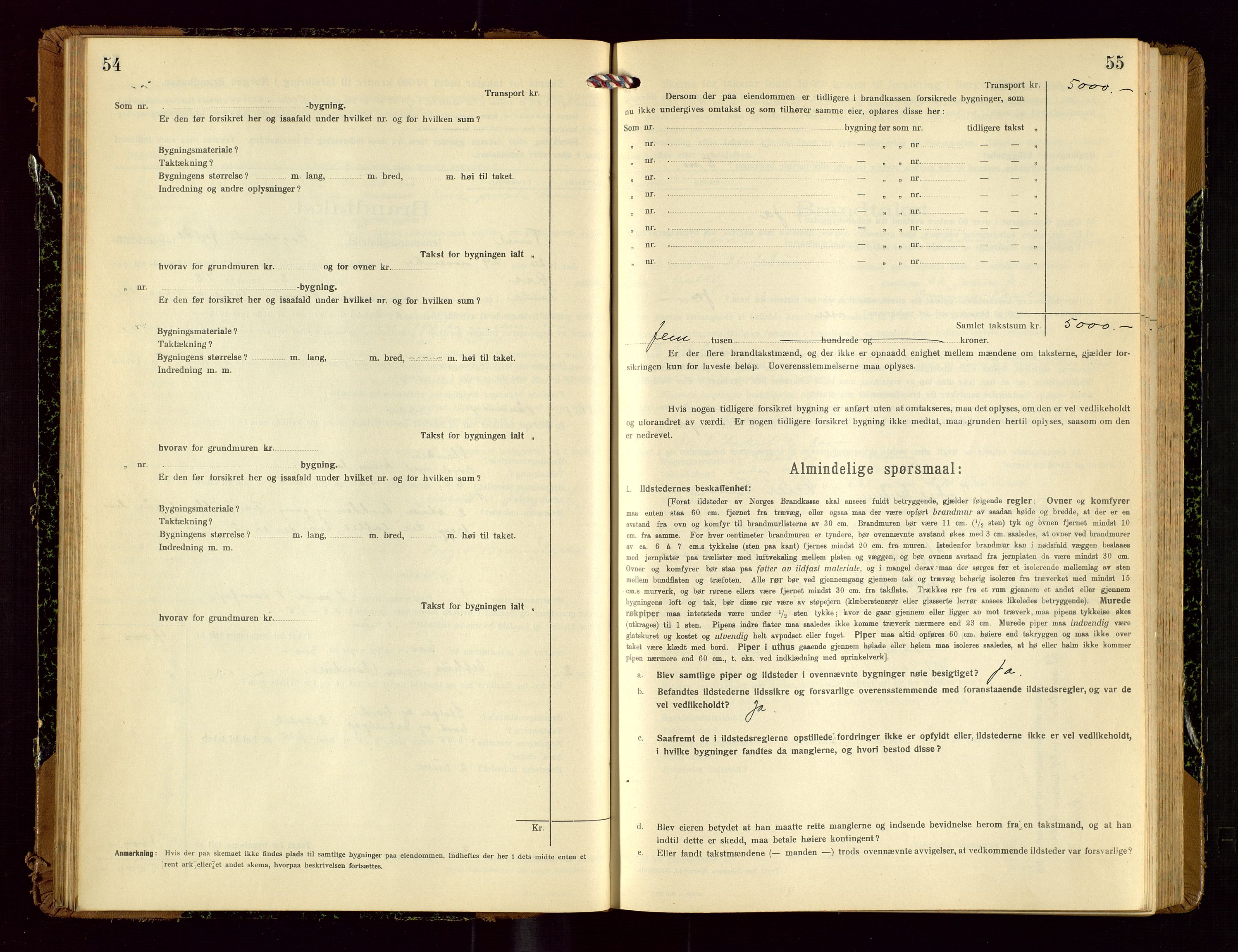 Time lensmannskontor, SAST/A-100420/Gob/L0002: Branntakstprotokoll, 1919-1952, s. 54-55