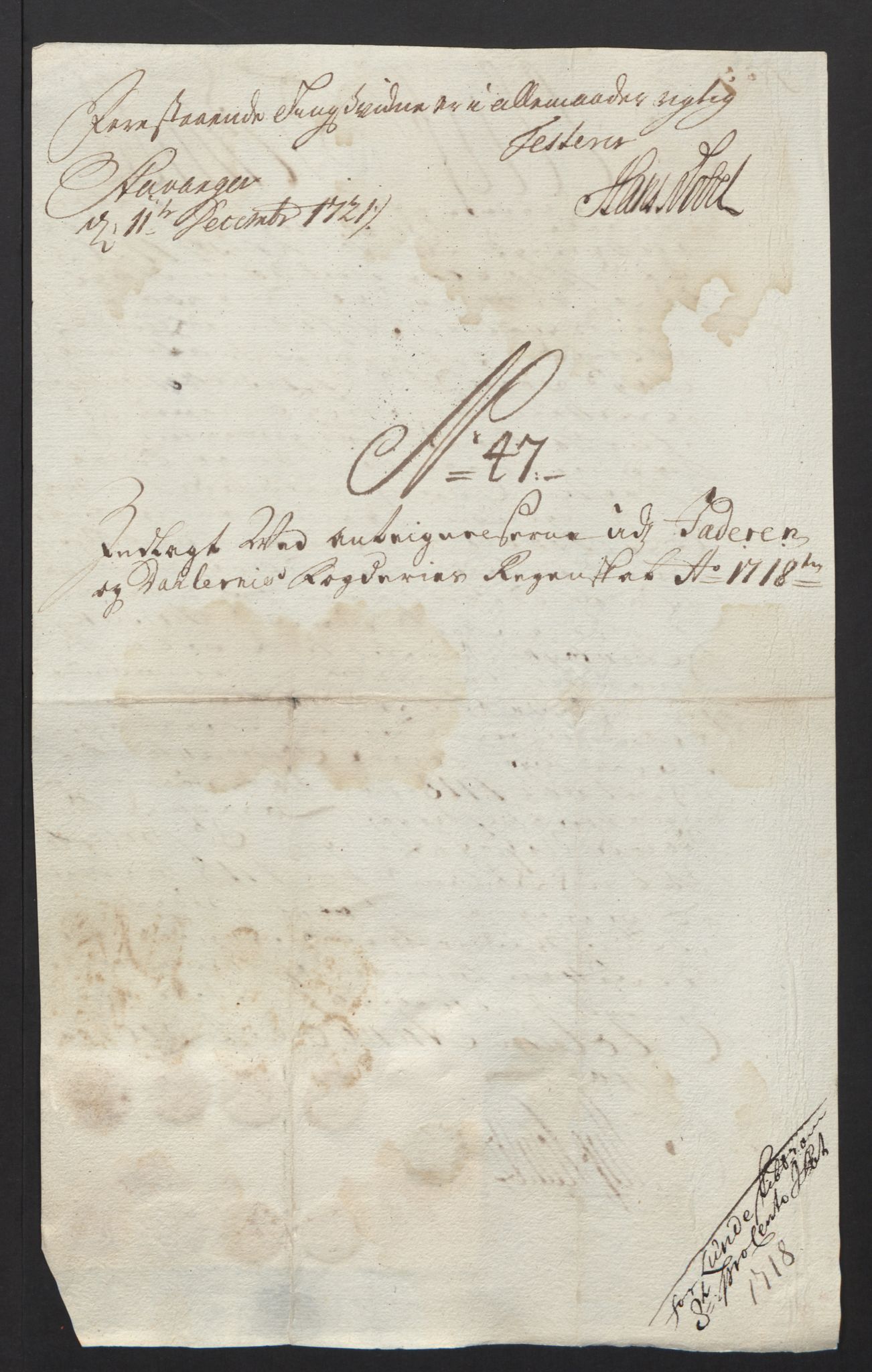 Rentekammeret inntil 1814, Reviderte regnskaper, Fogderegnskap, RA/EA-4092/R46/L2744: Fogderegnskap Jæren og Dalane, 1718, s. 183