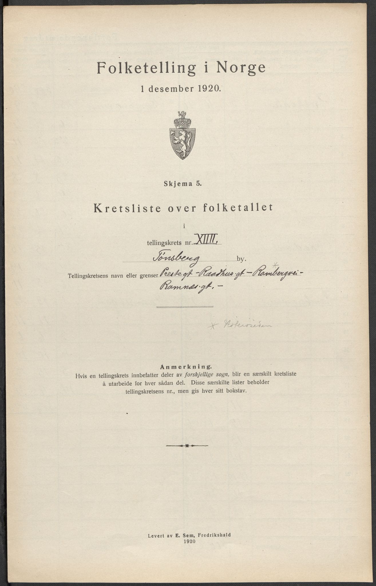 SAKO, Folketelling 1920 for 0705 Tønsberg kjøpstad, 1920, s. 33