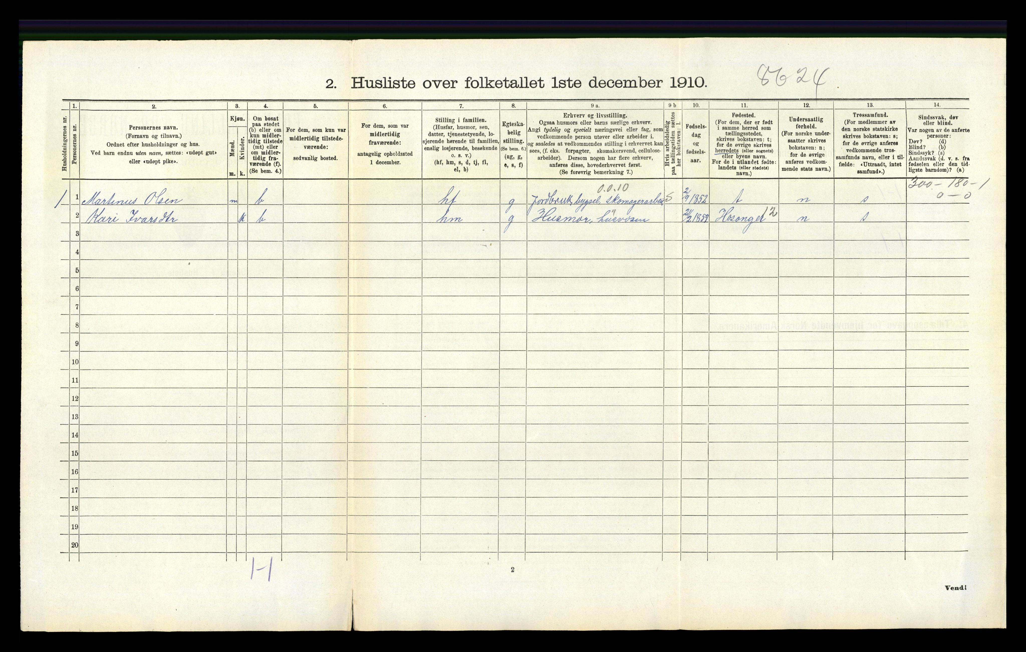 RA, Folketelling 1910 for 1254 Hamre herred, 1910, s. 199