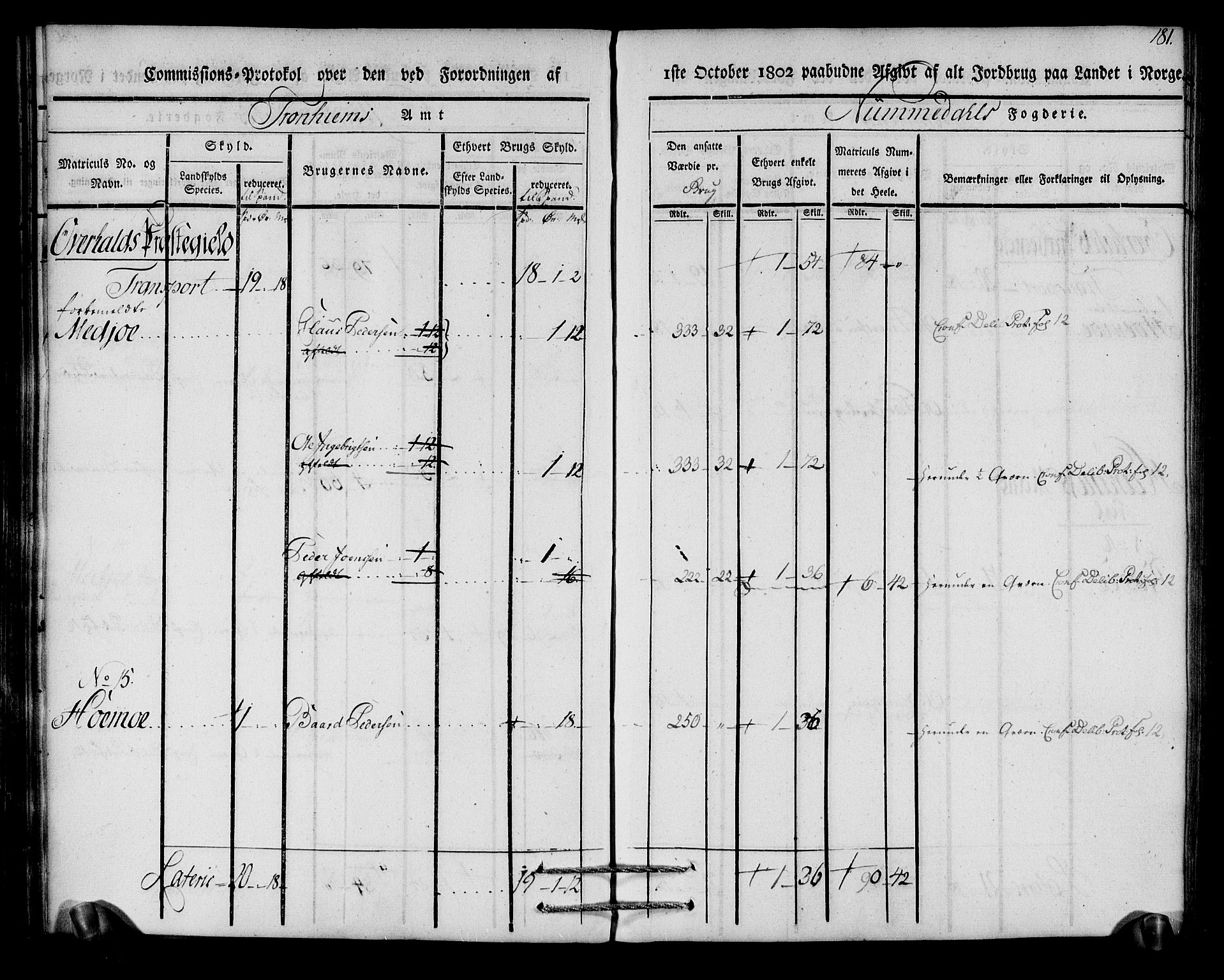 Rentekammeret inntil 1814, Realistisk ordnet avdeling, AV/RA-EA-4070/N/Ne/Nea/L0154: Namdalen fogderi. Kommisjonsprotokoll, 1803, s. 182