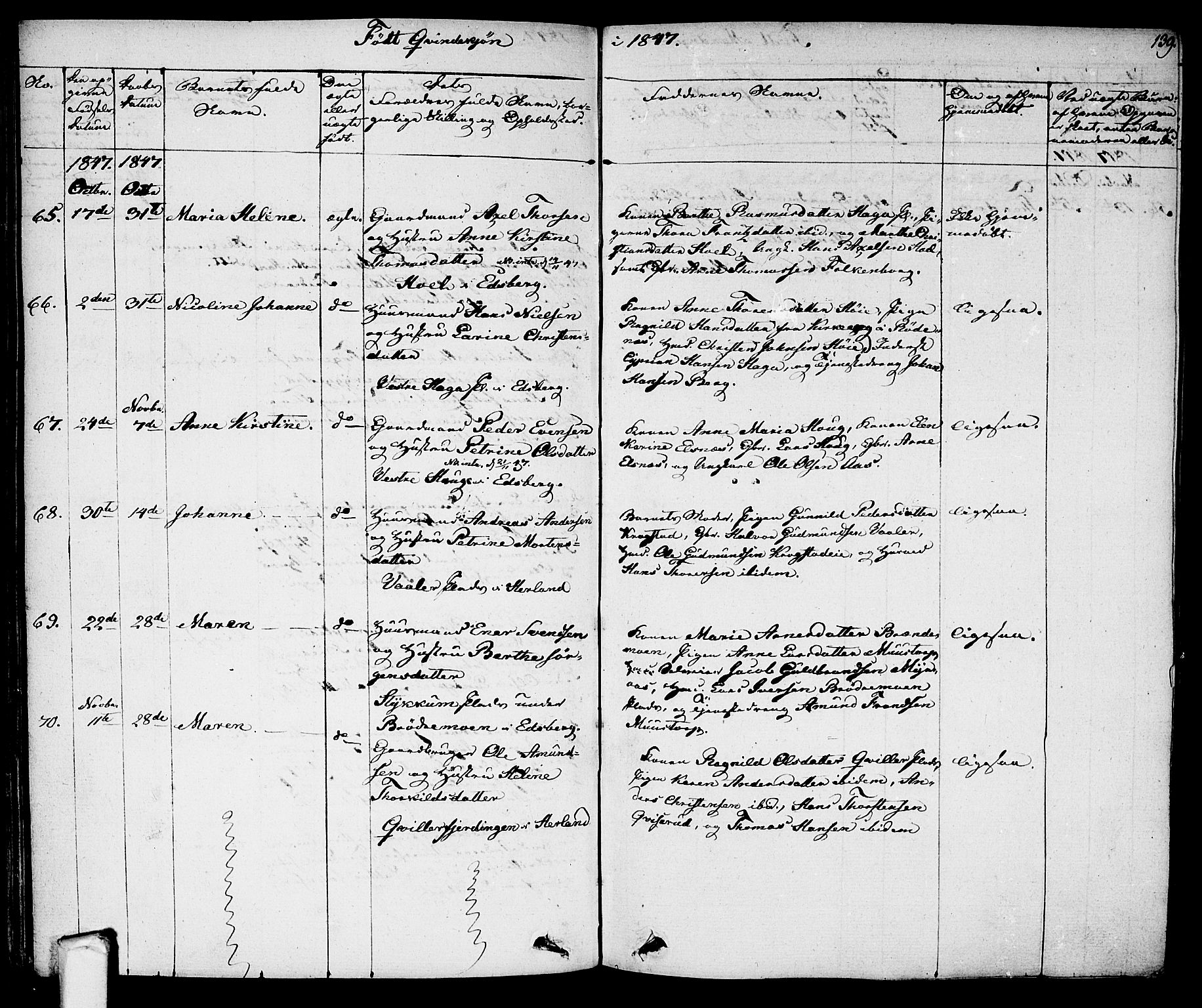 Eidsberg prestekontor Kirkebøker, AV/SAO-A-10905/F/Fa/L0008: Ministerialbok nr. I 8, 1832-1848, s. 139