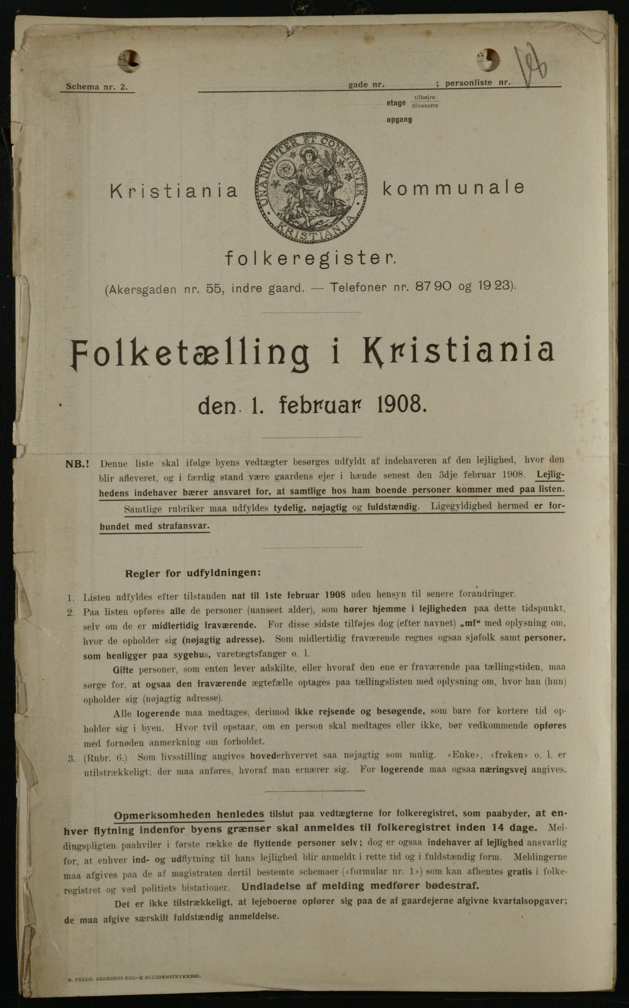 OBA, Kommunal folketelling 1.2.1908 for Kristiania kjøpstad, 1908, s. 58848