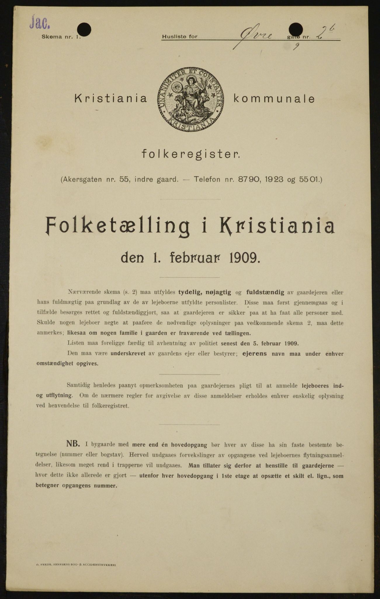 OBA, Kommunal folketelling 1.2.1909 for Kristiania kjøpstad, 1909, s. 117747