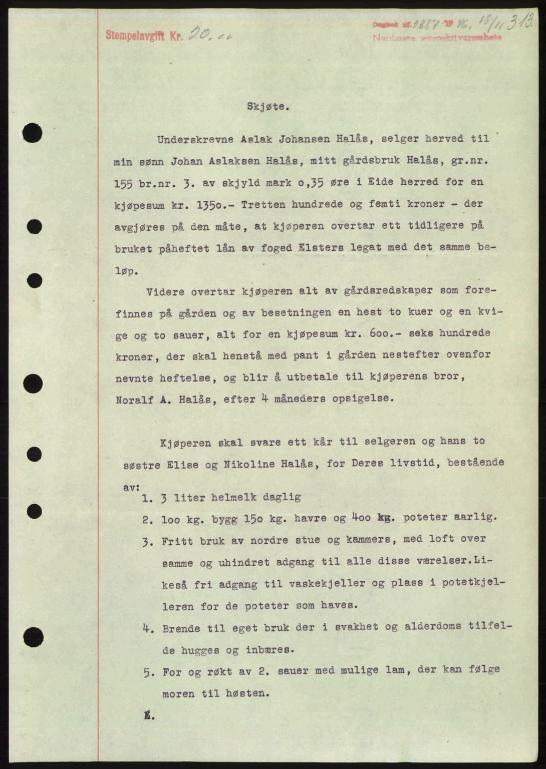 Nordmøre sorenskriveri, SAT/A-4132/1/2/2Ca: Pantebok nr. A103, 1946-1947, Dagboknr: 2387/1946