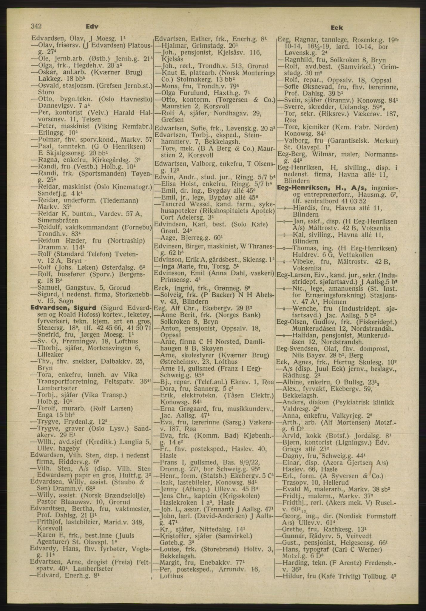 Kristiania/Oslo adressebok, PUBL/-, 1955, s. 342