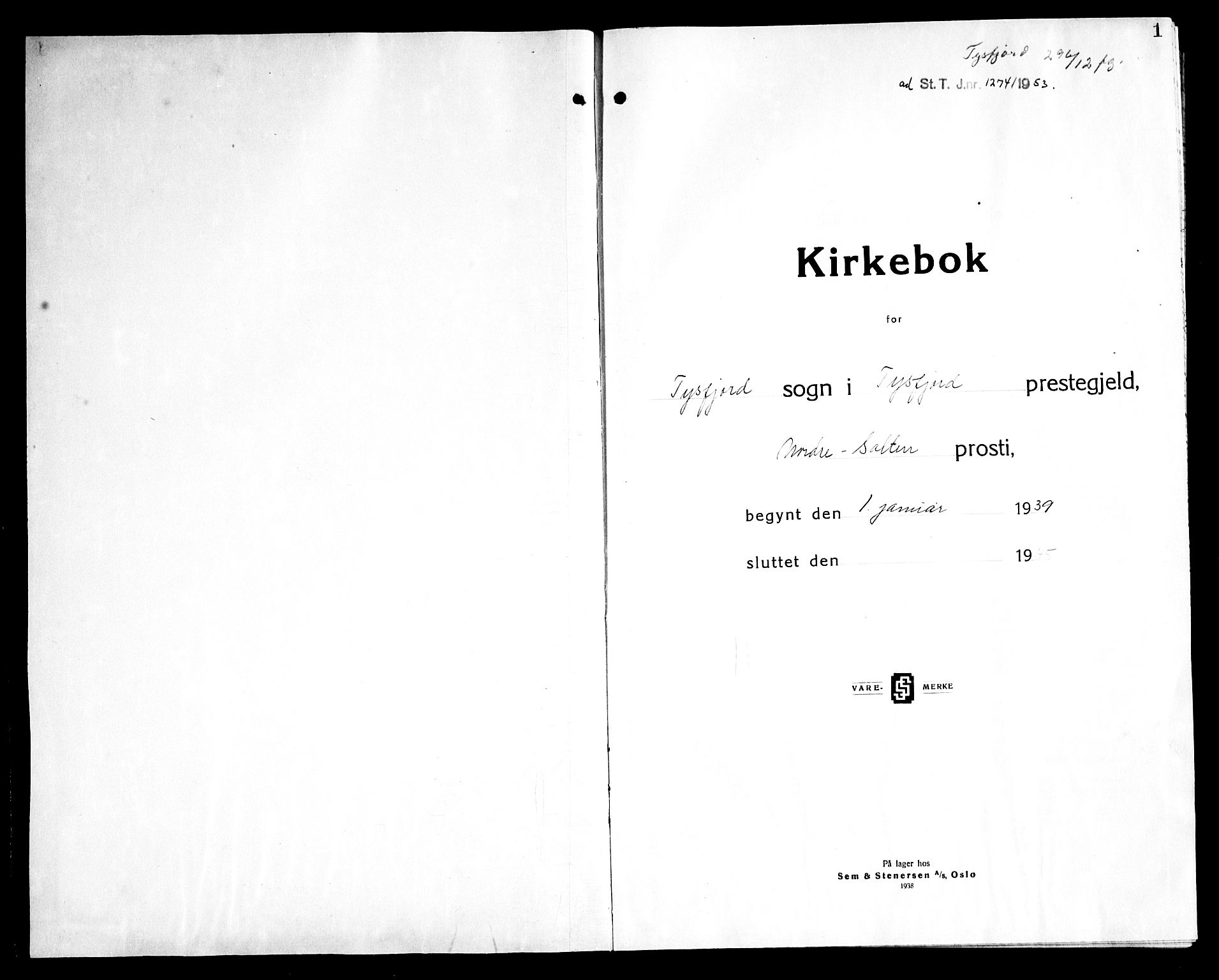 Ministerialprotokoller, klokkerbøker og fødselsregistre - Nordland, SAT/A-1459/861/L0881: Klokkerbok nr. 861C07, 1938-1945, s. 1