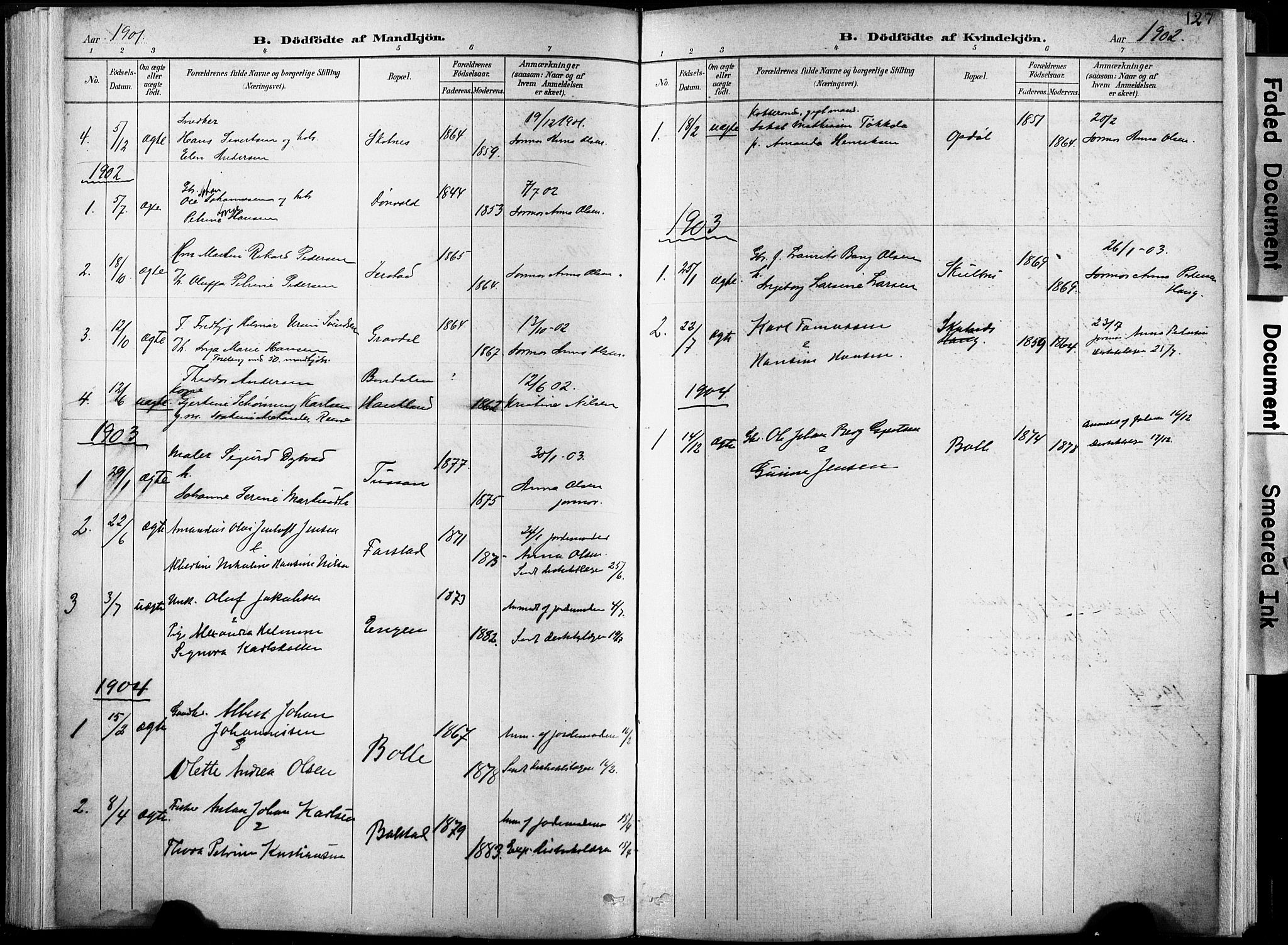 Ministerialprotokoller, klokkerbøker og fødselsregistre - Nordland, SAT/A-1459/881/L1151: Ministerialbok nr. 881A04, 1899-1907, s. 127