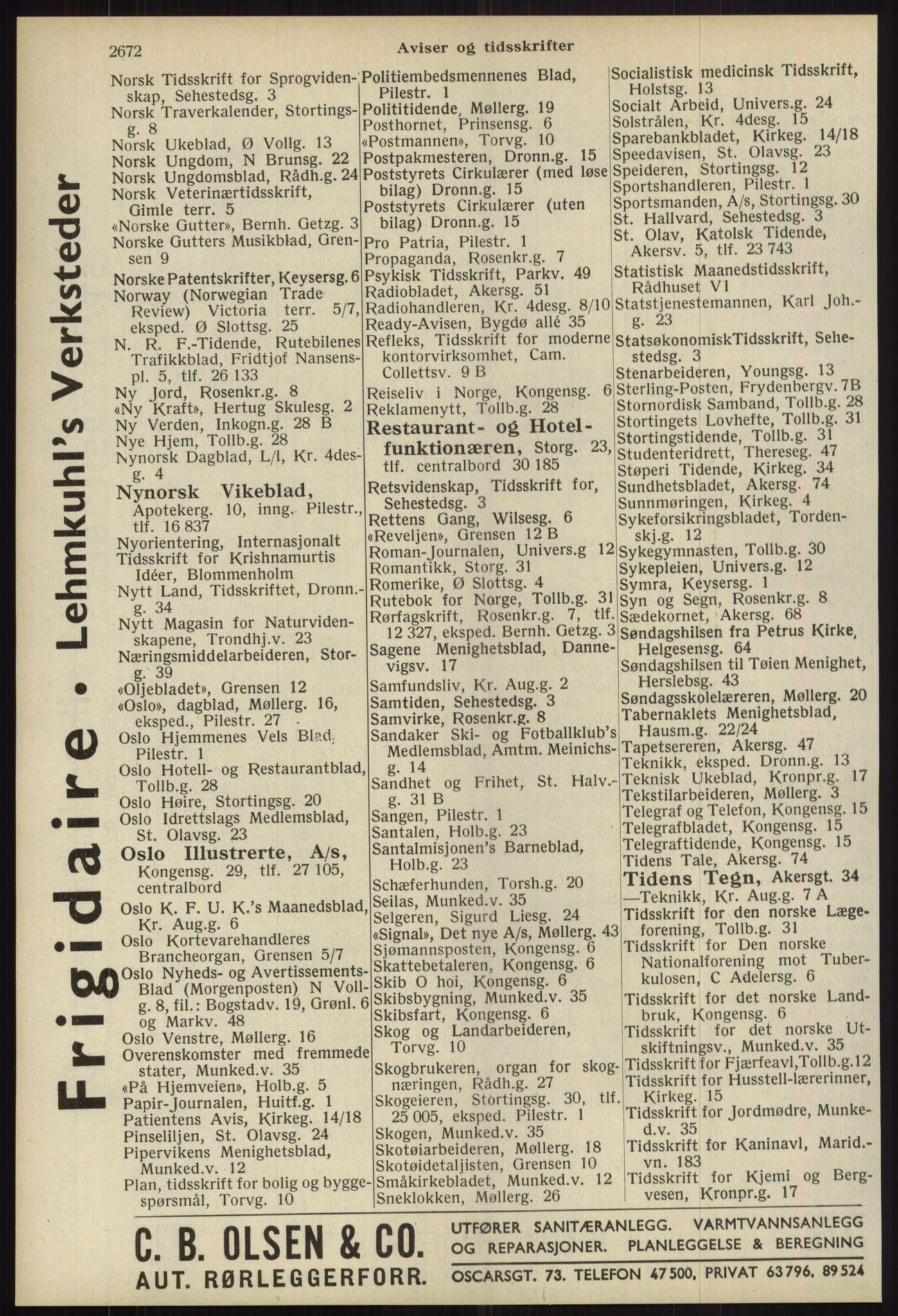 Kristiania/Oslo adressebok, PUBL/-, 1939, s. 2672