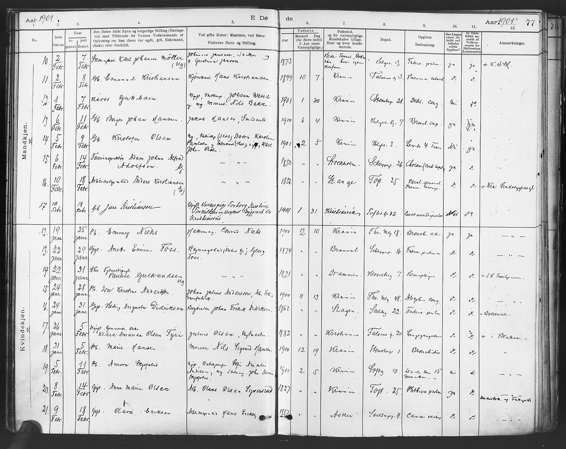 Paulus prestekontor Kirkebøker, AV/SAO-A-10871/F/Fa/L0012: Ministerialbok nr. 12, 1897-1908, s. 77