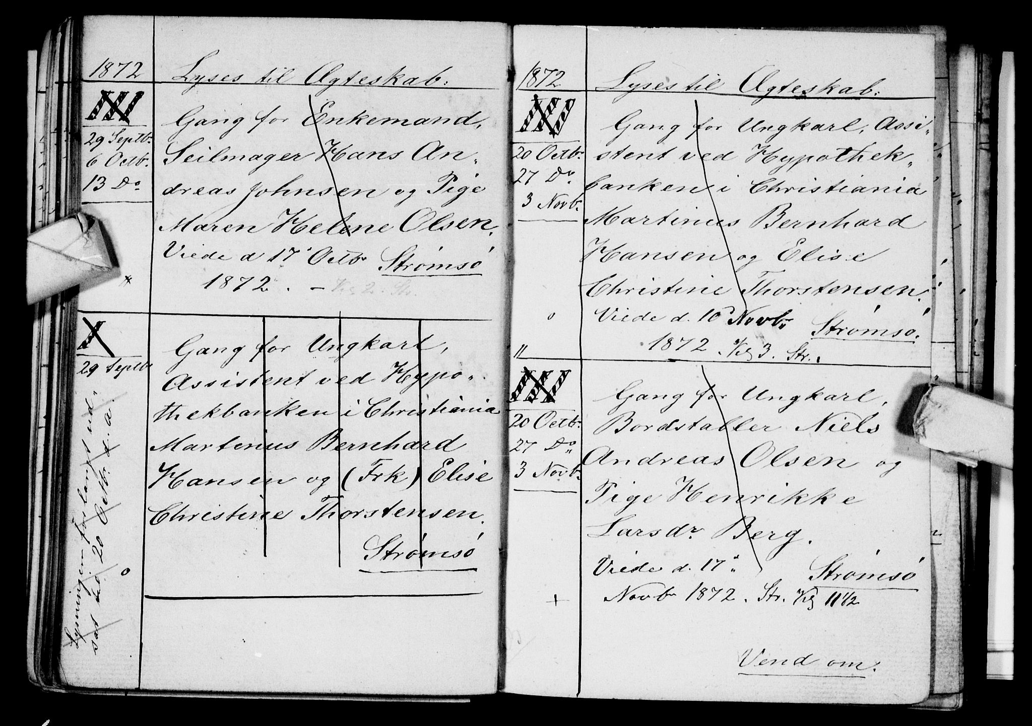 Strømsø kirkebøker, AV/SAKO-A-246/H/Ha/L0003: Lysningsprotokoll nr. 3, 1866-1874