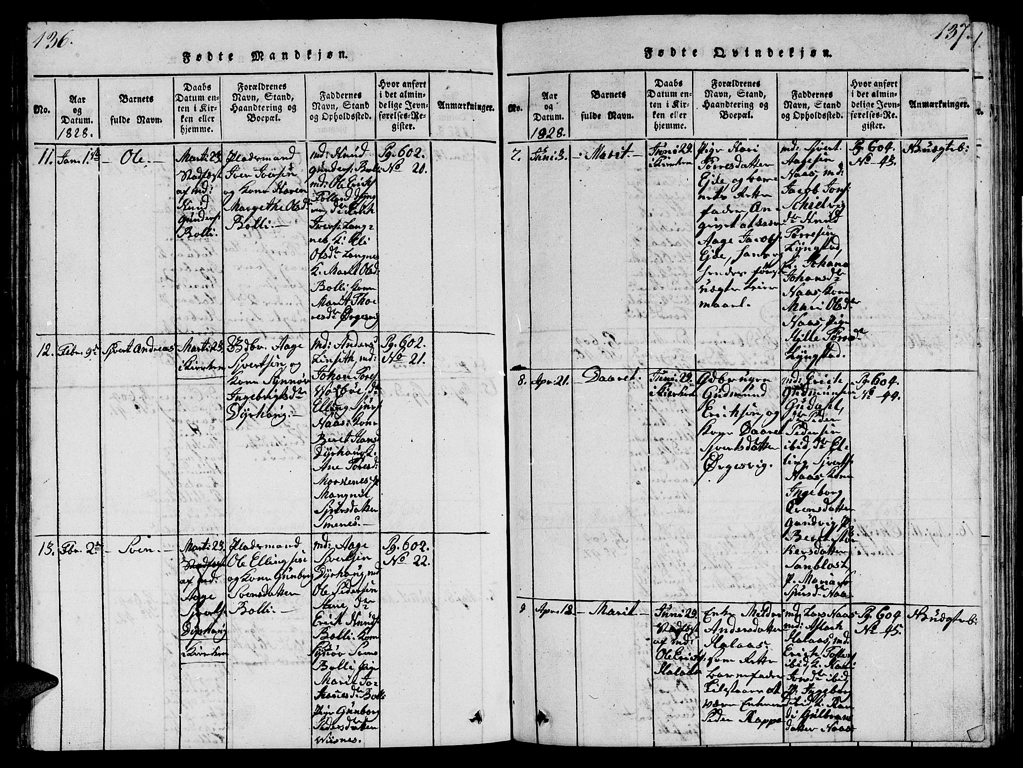 Ministerialprotokoller, klokkerbøker og fødselsregistre - Møre og Romsdal, AV/SAT-A-1454/570/L0831: Ministerialbok nr. 570A05, 1819-1829, s. 136-137