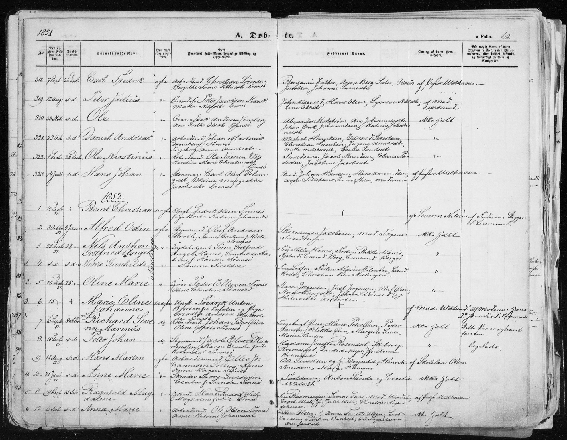 Tromsø sokneprestkontor/stiftsprosti/domprosti, AV/SATØ-S-1343/G/Ga/L0010kirke: Ministerialbok nr. 10, 1848-1855, s. 60