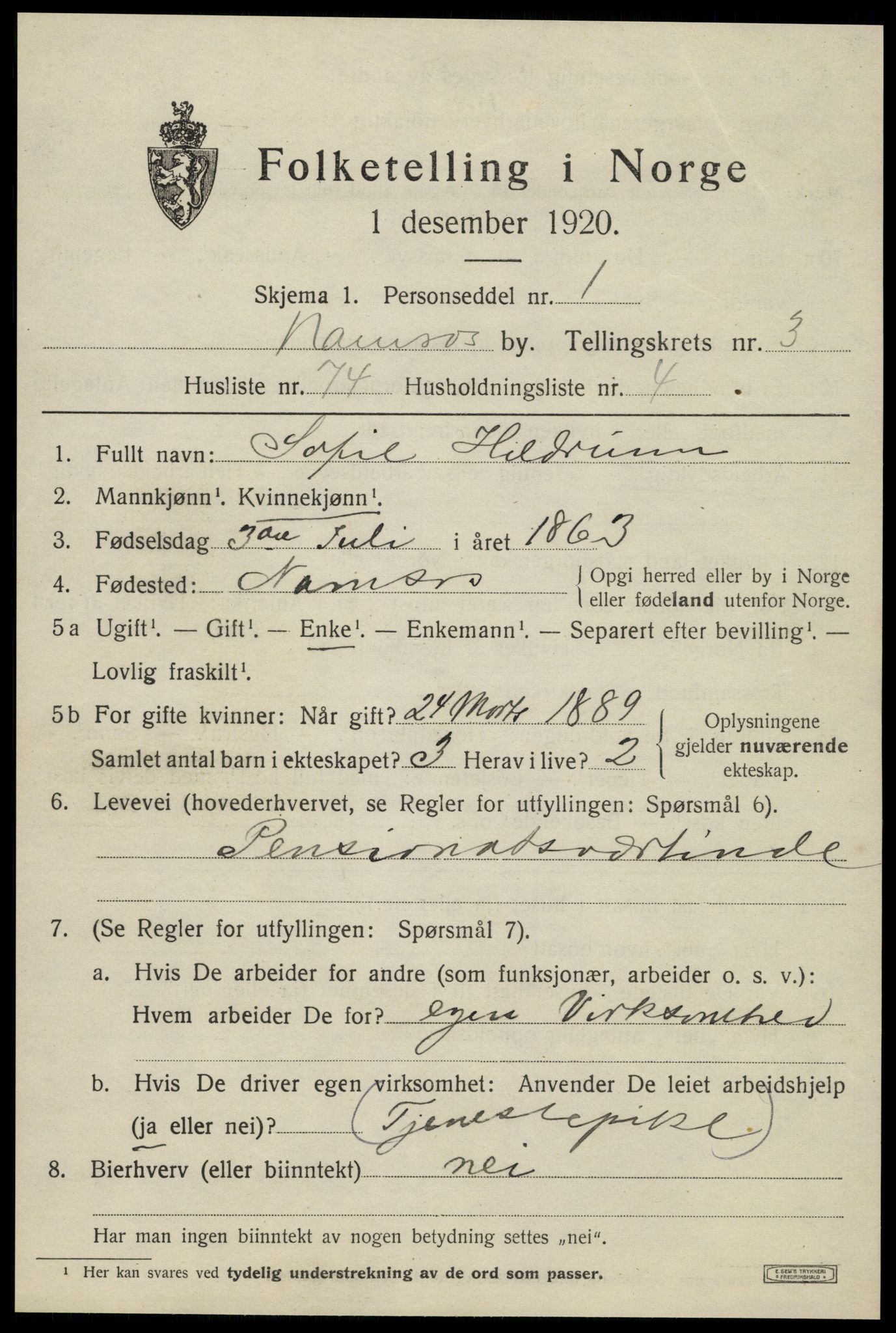 SAT, Folketelling 1920 for 1703 Namsos ladested, 1920, s. 4821