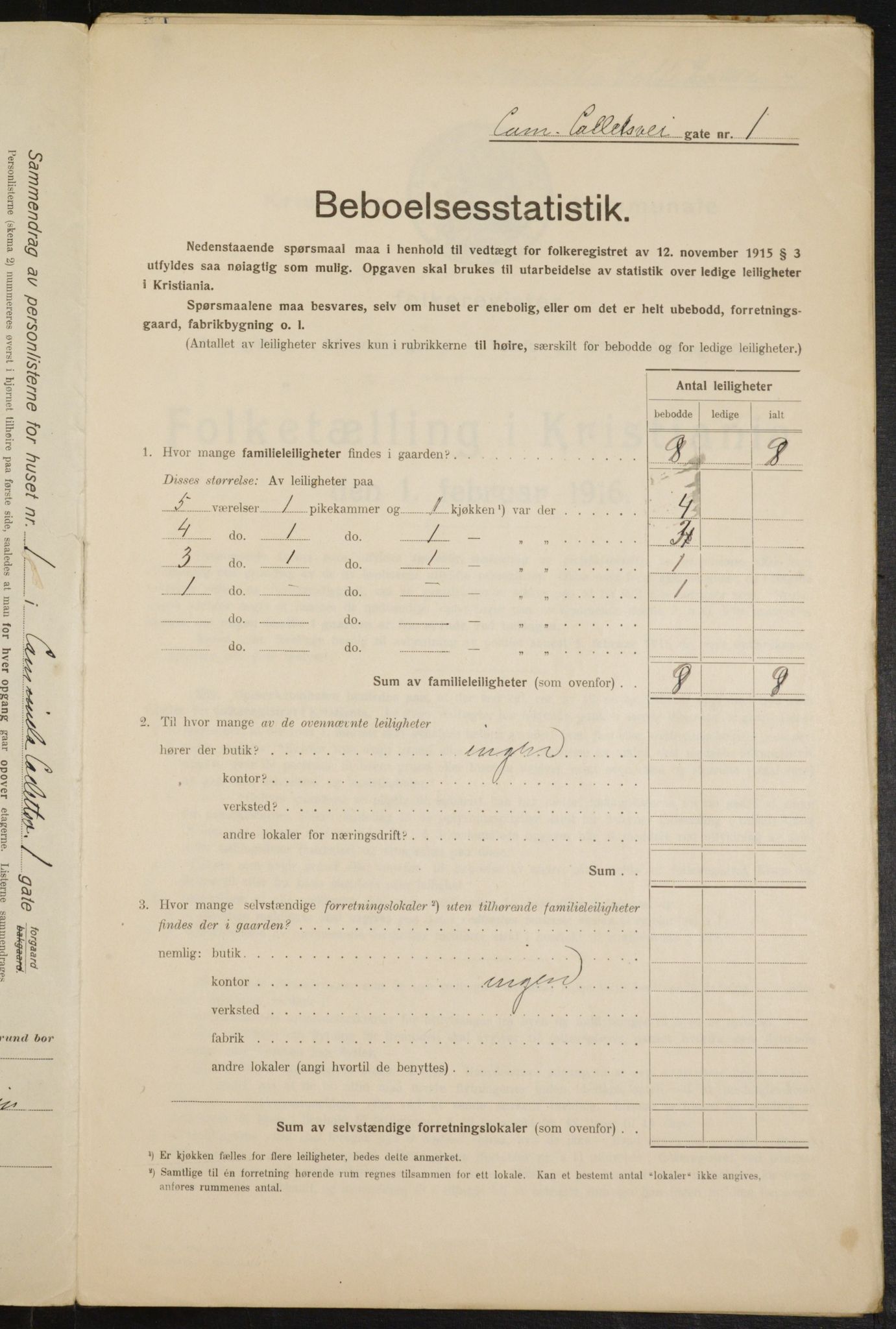 OBA, Kommunal folketelling 1.2.1916 for Kristiania, 1916, s. 11616