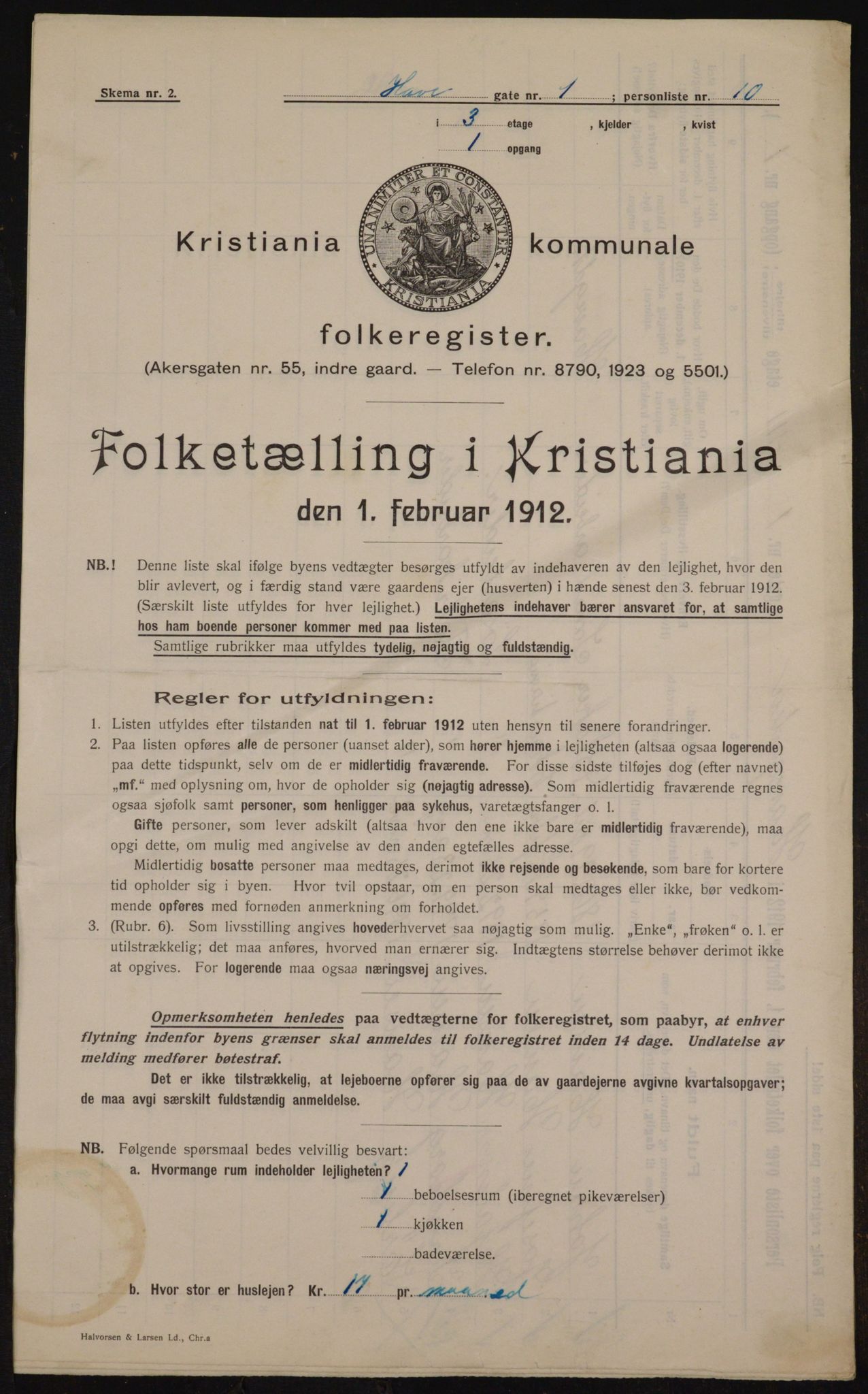 OBA, Kommunal folketelling 1.2.1912 for Kristiania, 1912, s. 33326