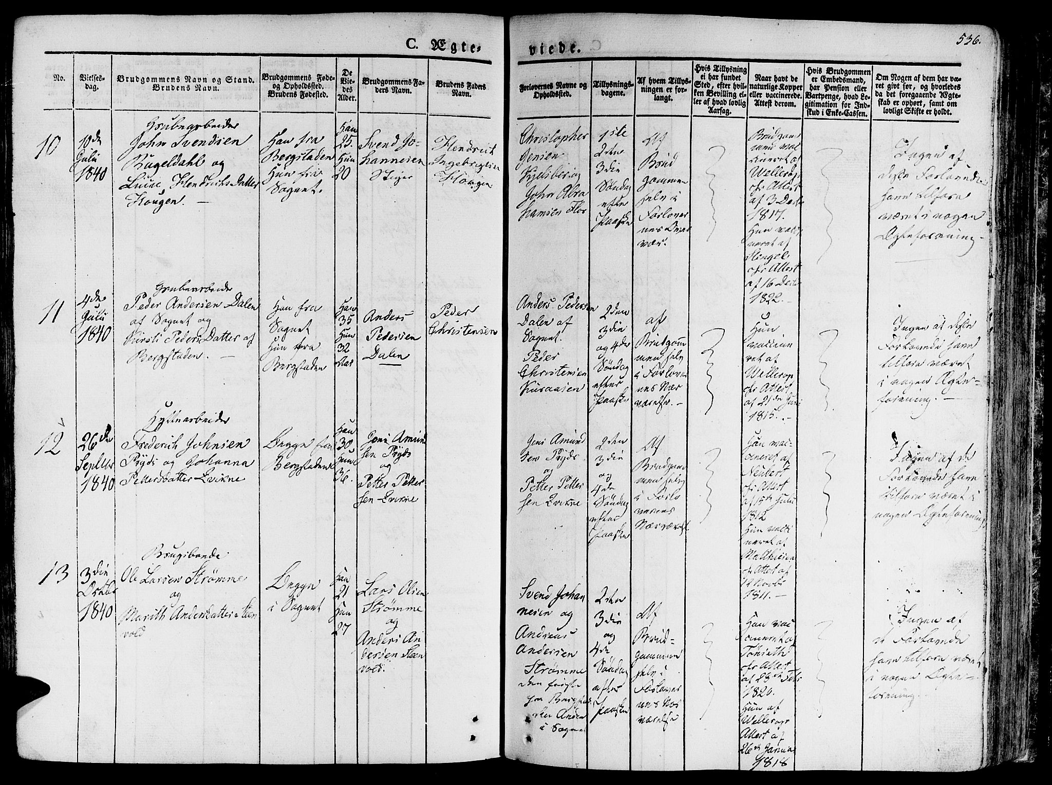 Ministerialprotokoller, klokkerbøker og fødselsregistre - Sør-Trøndelag, AV/SAT-A-1456/681/L0930: Ministerialbok nr. 681A08, 1829-1844, s. 536