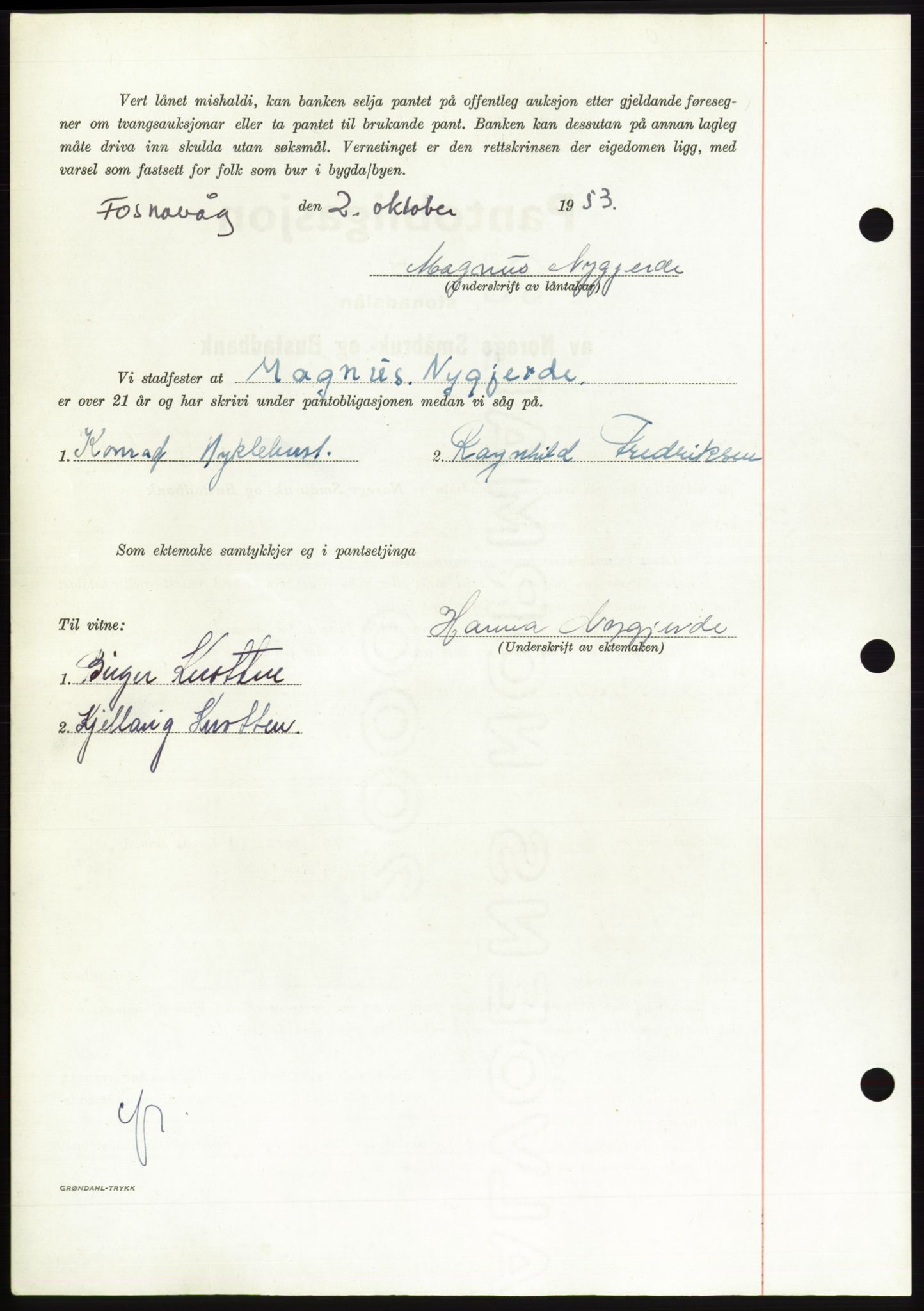 Søre Sunnmøre sorenskriveri, AV/SAT-A-4122/1/2/2C/L0124: Pantebok nr. 12B, 1953-1954, Dagboknr: 2860/1953