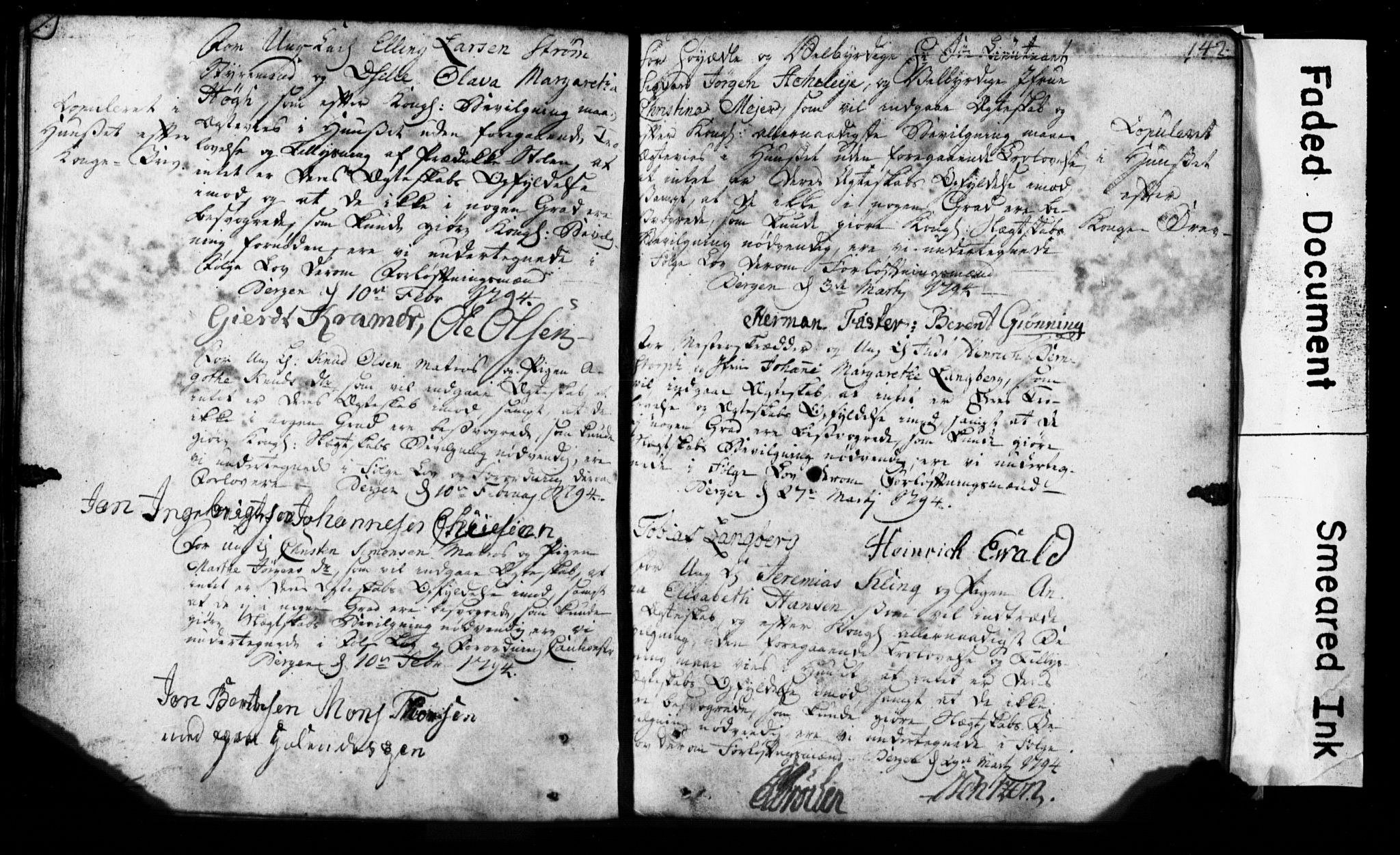 Korskirken sokneprestembete, SAB/A-76101: Forlovererklæringer nr. II.5.1, 1776-1816, s. 142
