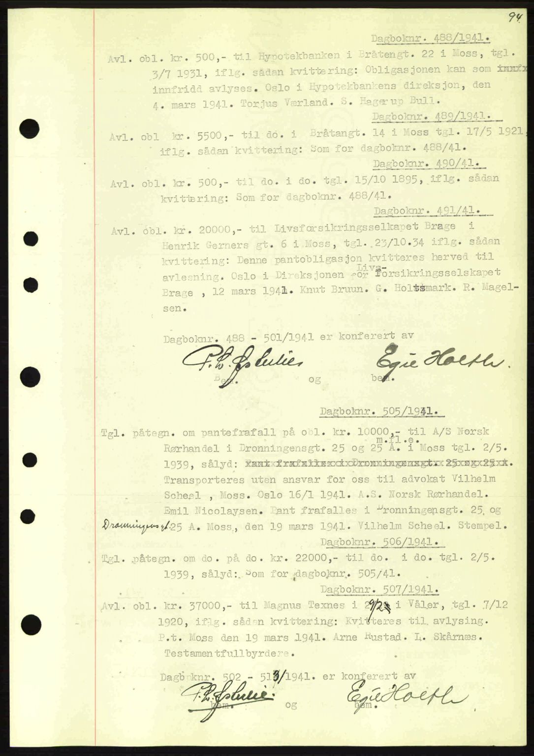 Moss sorenskriveri, SAO/A-10168: Pantebok nr. B10, 1940-1941, Dagboknr: 488/1941