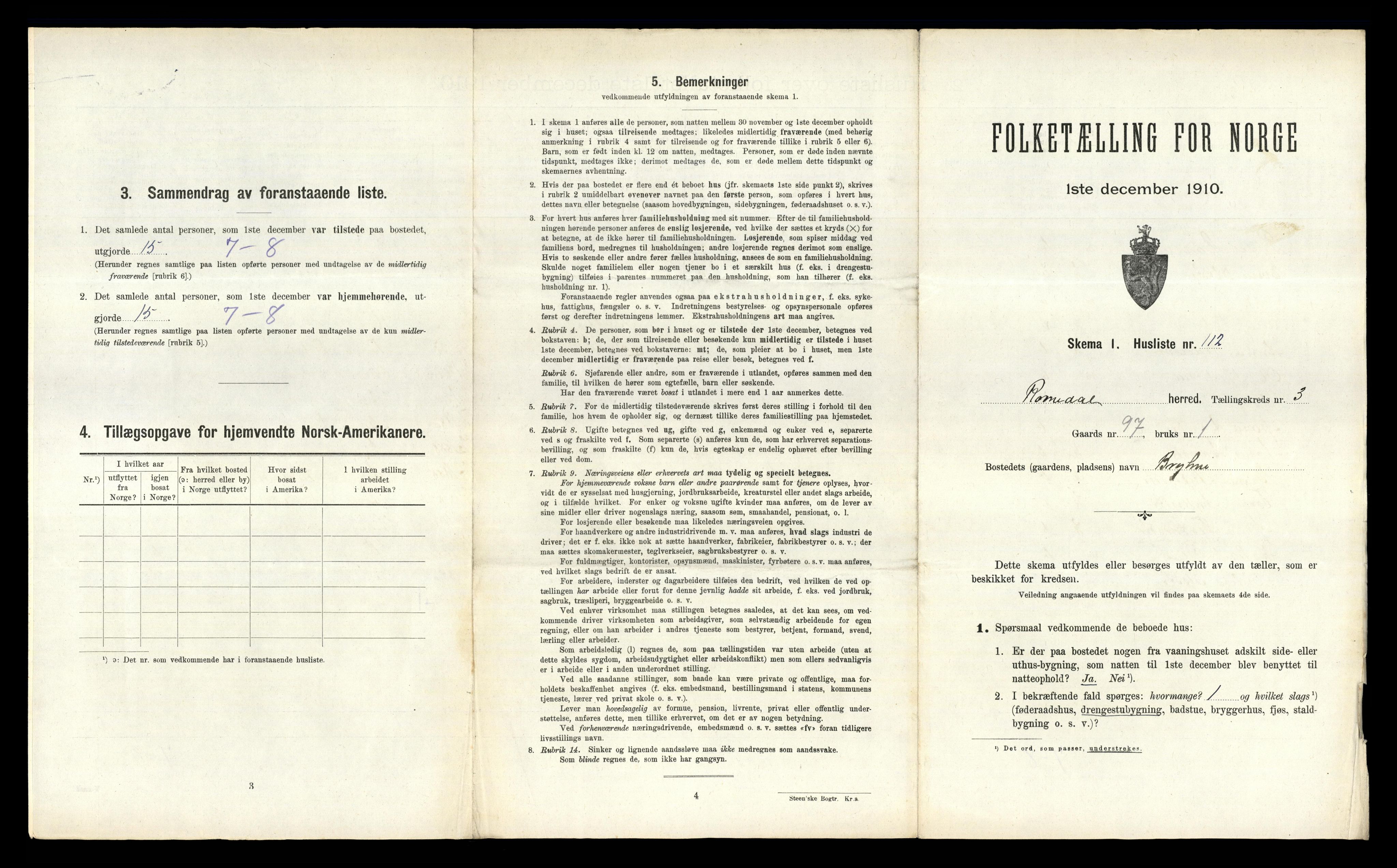 RA, Folketelling 1910 for 0416 Romedal herred, 1910, s. 741
