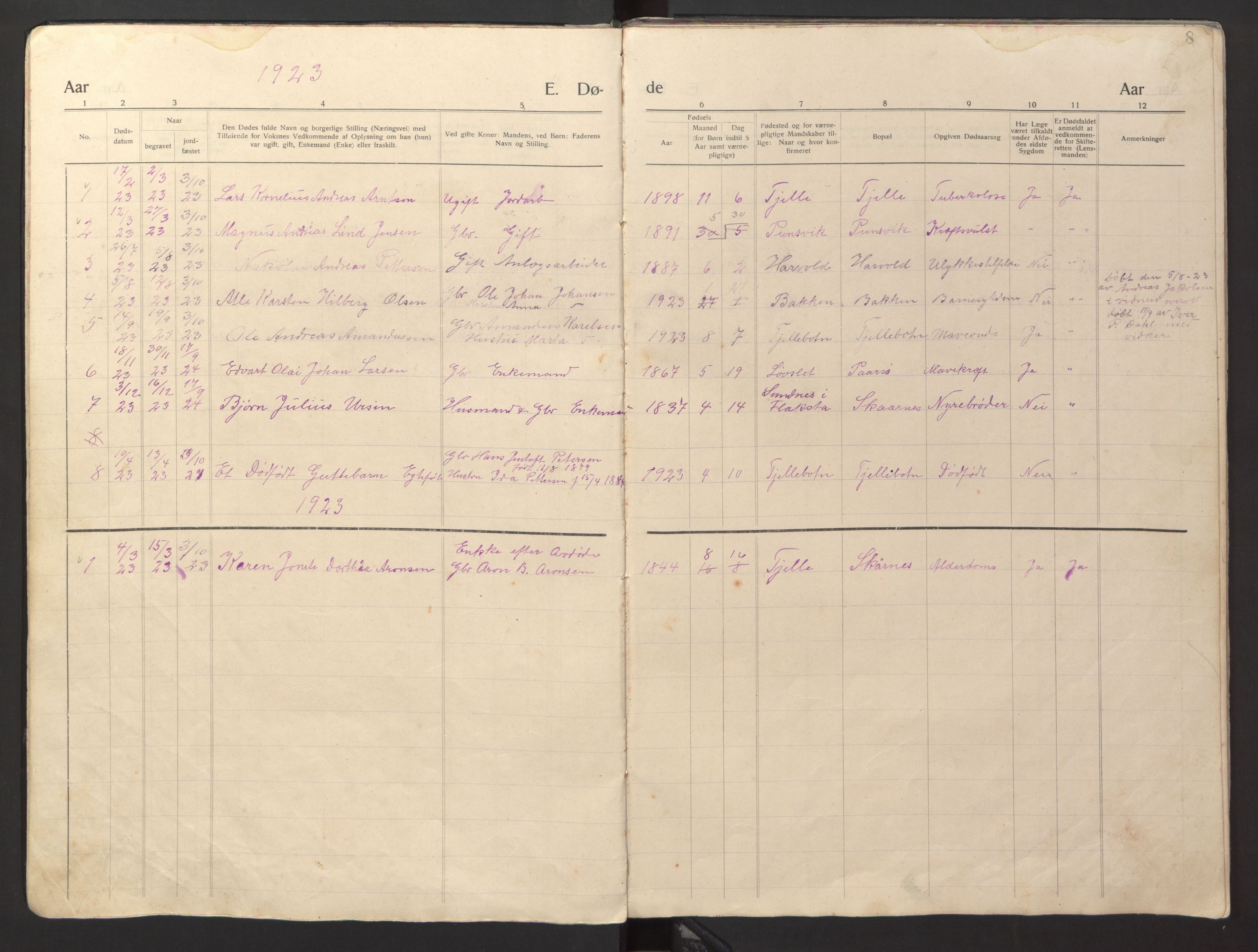 Ministerialprotokoller, klokkerbøker og fødselsregistre - Nordland, SAT/A-1459/869/L0981: Klokkerbok nr. 869C07, 1911-1938, s. 8