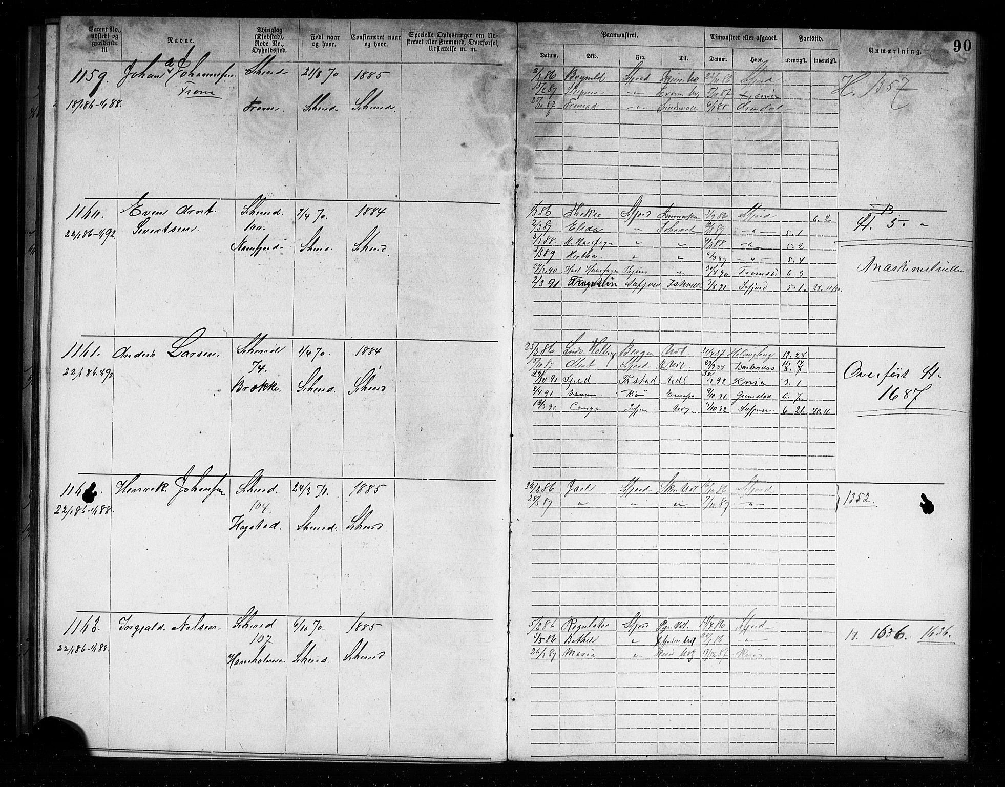 Sandefjord innrulleringskontor, AV/SAKO-A-788/F/Fa/L0004: Annotasjonsrulle, 1879-1889, s. 93