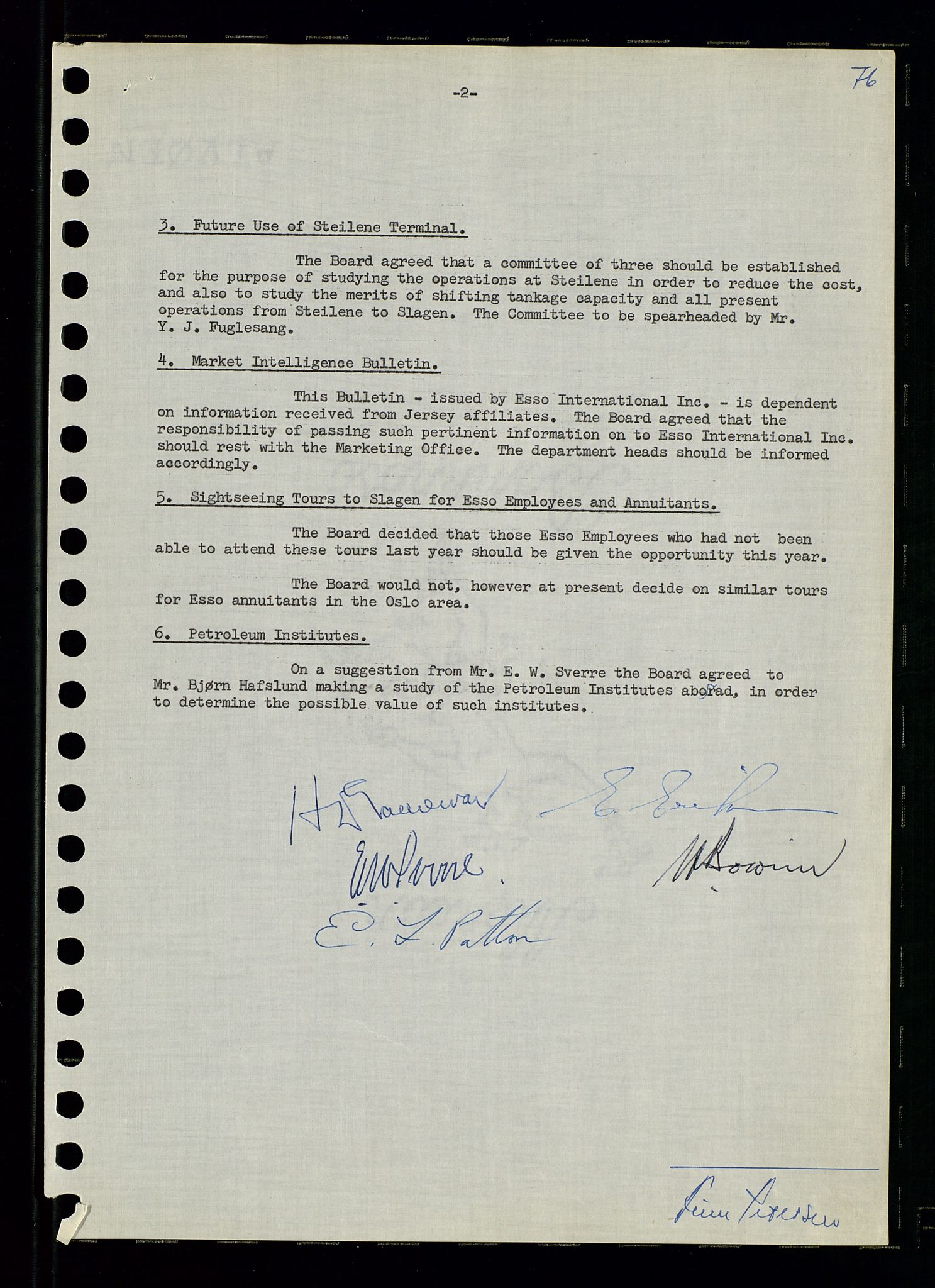 Pa 0982 - Esso Norge A/S, SAST/A-100448/A/Aa/L0001/0003: Den administrerende direksjon Board minutes (styrereferater) / Den administrerende direksjon Board minutes (styrereferater), 1962, s. 76