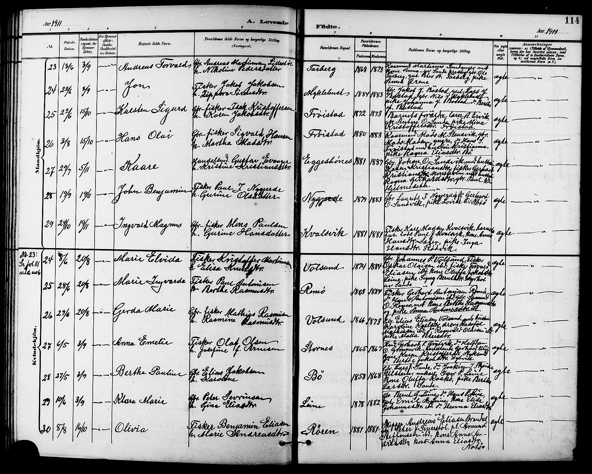 Ministerialprotokoller, klokkerbøker og fødselsregistre - Møre og Romsdal, AV/SAT-A-1454/507/L0082: Klokkerbok nr. 507C05, 1896-1914, s. 114