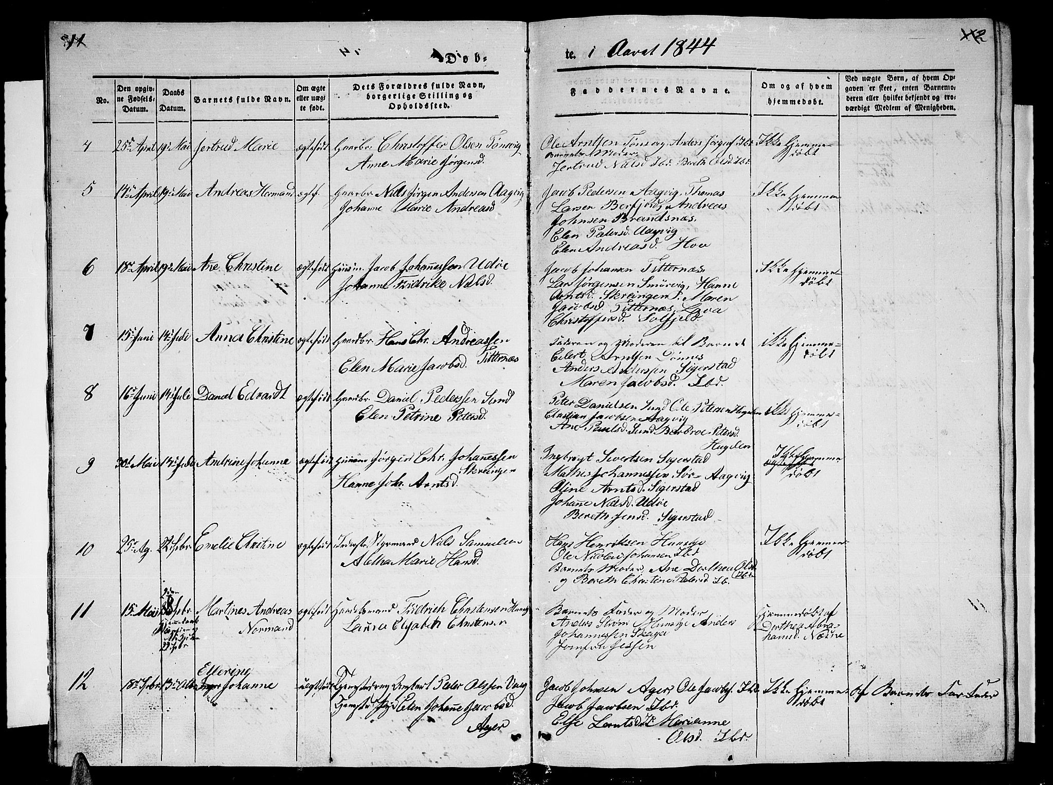 Ministerialprotokoller, klokkerbøker og fødselsregistre - Nordland, AV/SAT-A-1459/835/L0530: Klokkerbok nr. 835C02, 1842-1865, s. 11-12