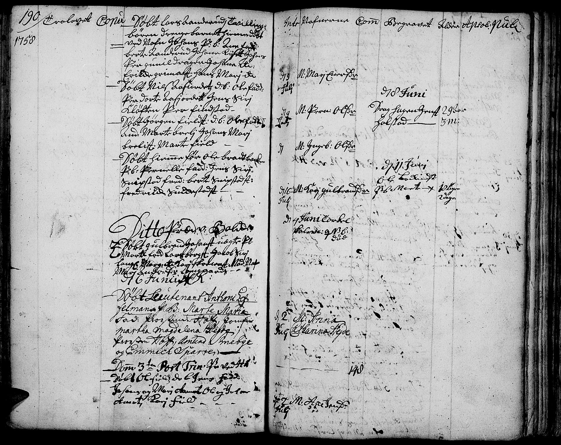 Toten prestekontor, SAH/PREST-102/H/Ha/Haa/L0004: Ministerialbok nr. 4, 1751-1761, s. 190