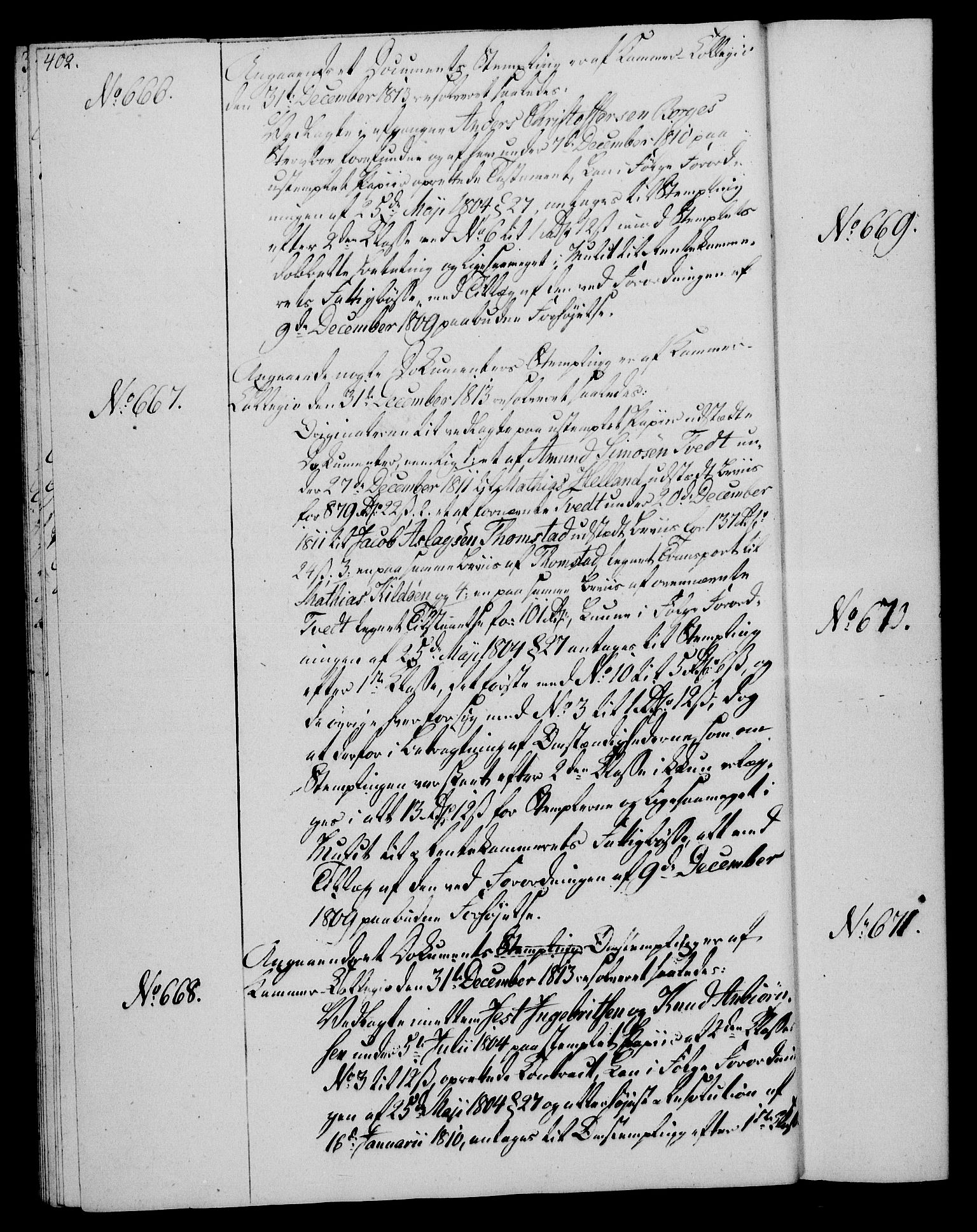 Rentekammeret, Kammerkanselliet, AV/RA-EA-3111/G/Gg/Gga/L0020: Norsk ekspedisjonsprotokoll med register (merket RK 53.20), 1811-1814, s. 402