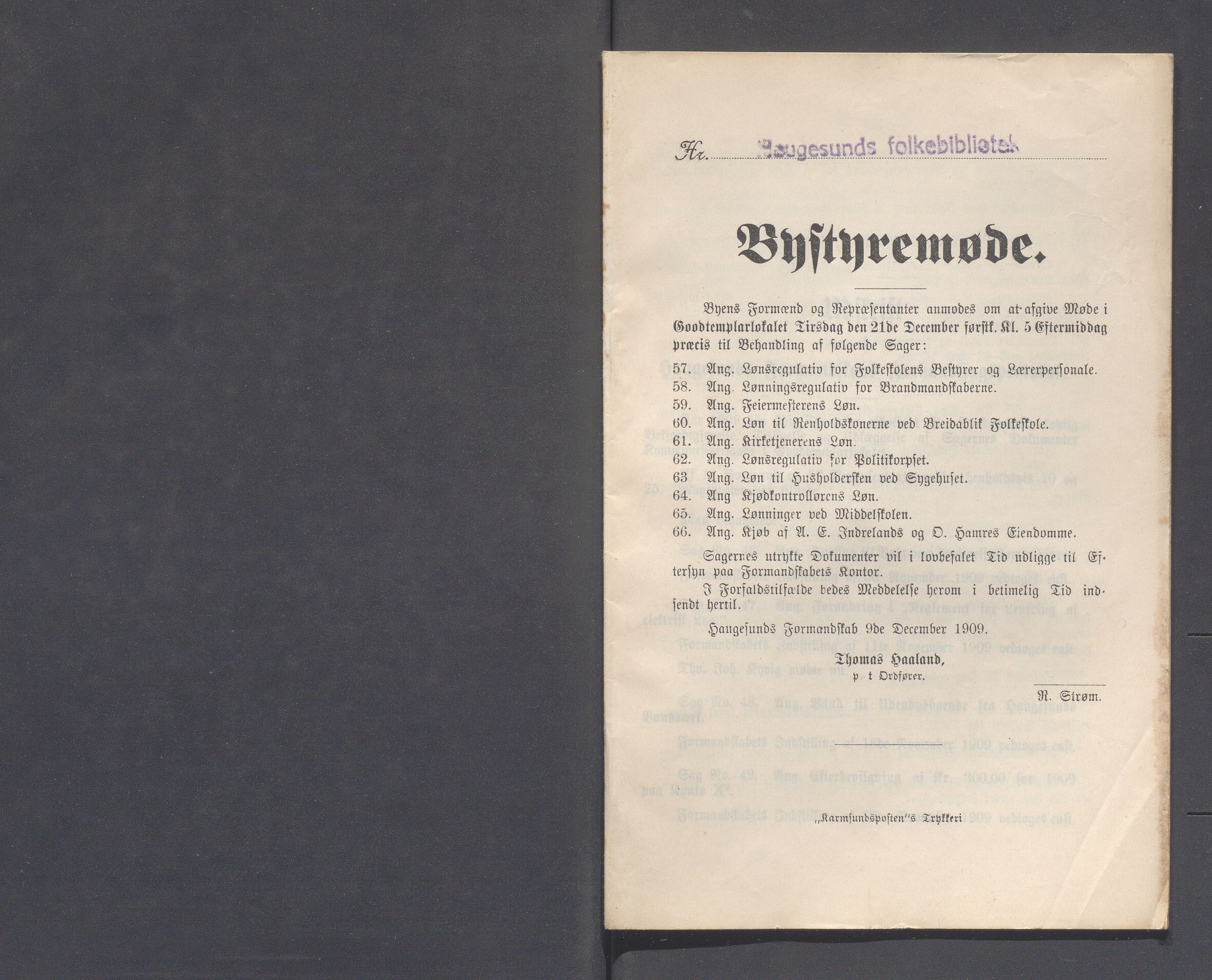 Haugesund kommune - Formannskapet og Bystyret, IKAR/A-740/A/Abb/L0002: Bystyreforhandlinger, 1908-1917, s. 306