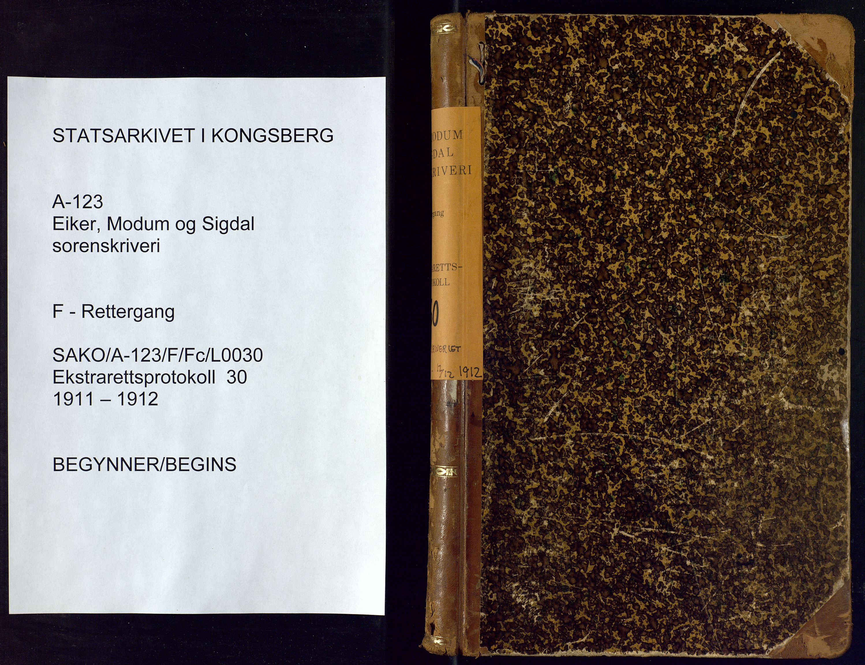 Eiker, Modum og Sigdal sorenskriveri, SAKO/A-123/F/Fc/L0030: Ekstrarettsprotokoll - sorenskriveriet, 1911-1912