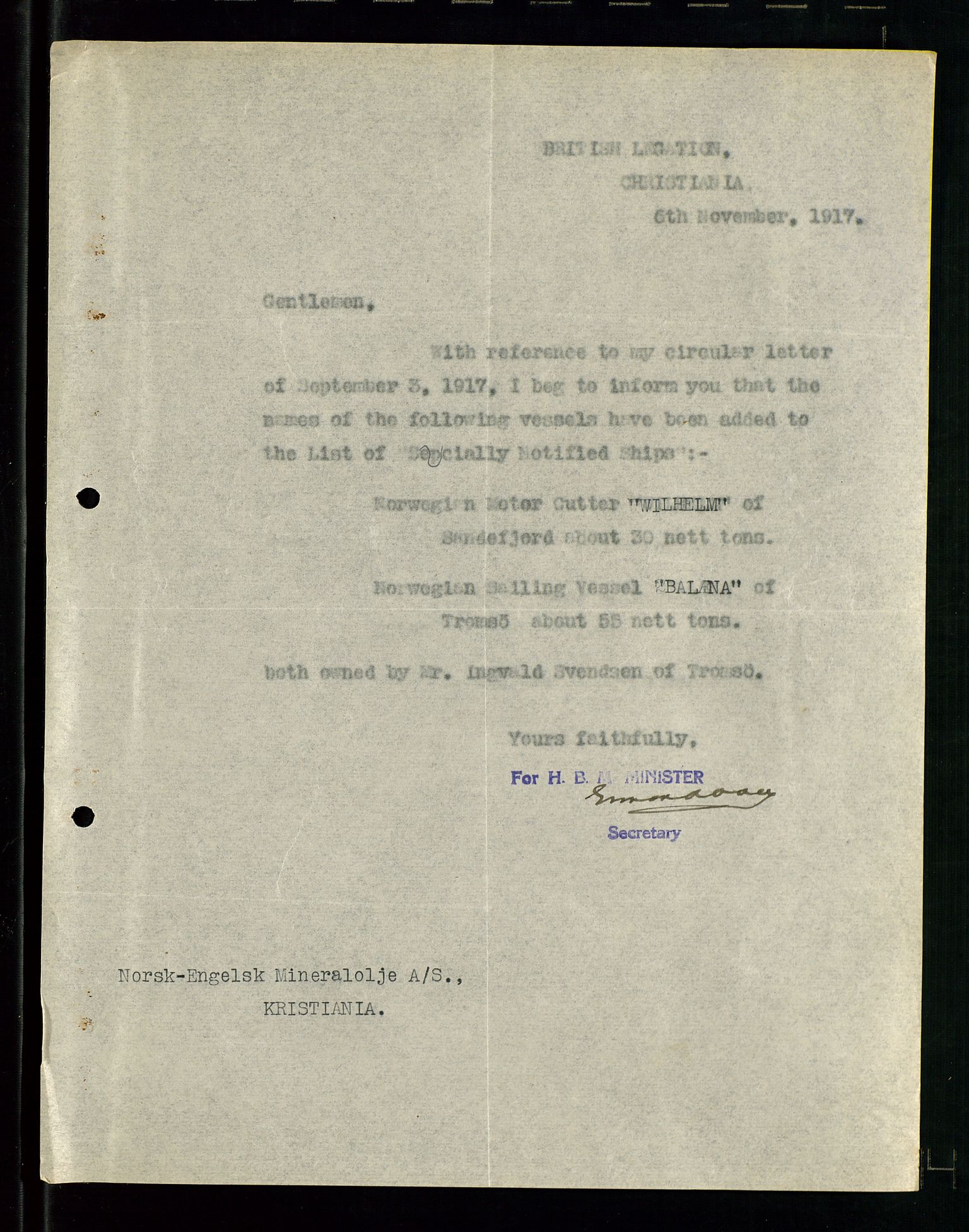 Pa 1521 - A/S Norske Shell, SAST/A-101915/E/Ea/Eaa/L0001: Sjefskorrespondanse, 1917, s. 705