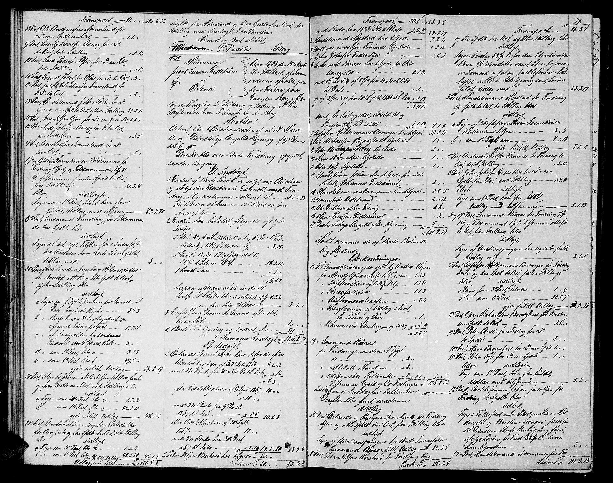 Fosen sorenskriveri, AV/SAT-A-1107/1/3/3A/L0025: Skifteutlodningsprotokoll nr. 4, 1867-1874, s. 78