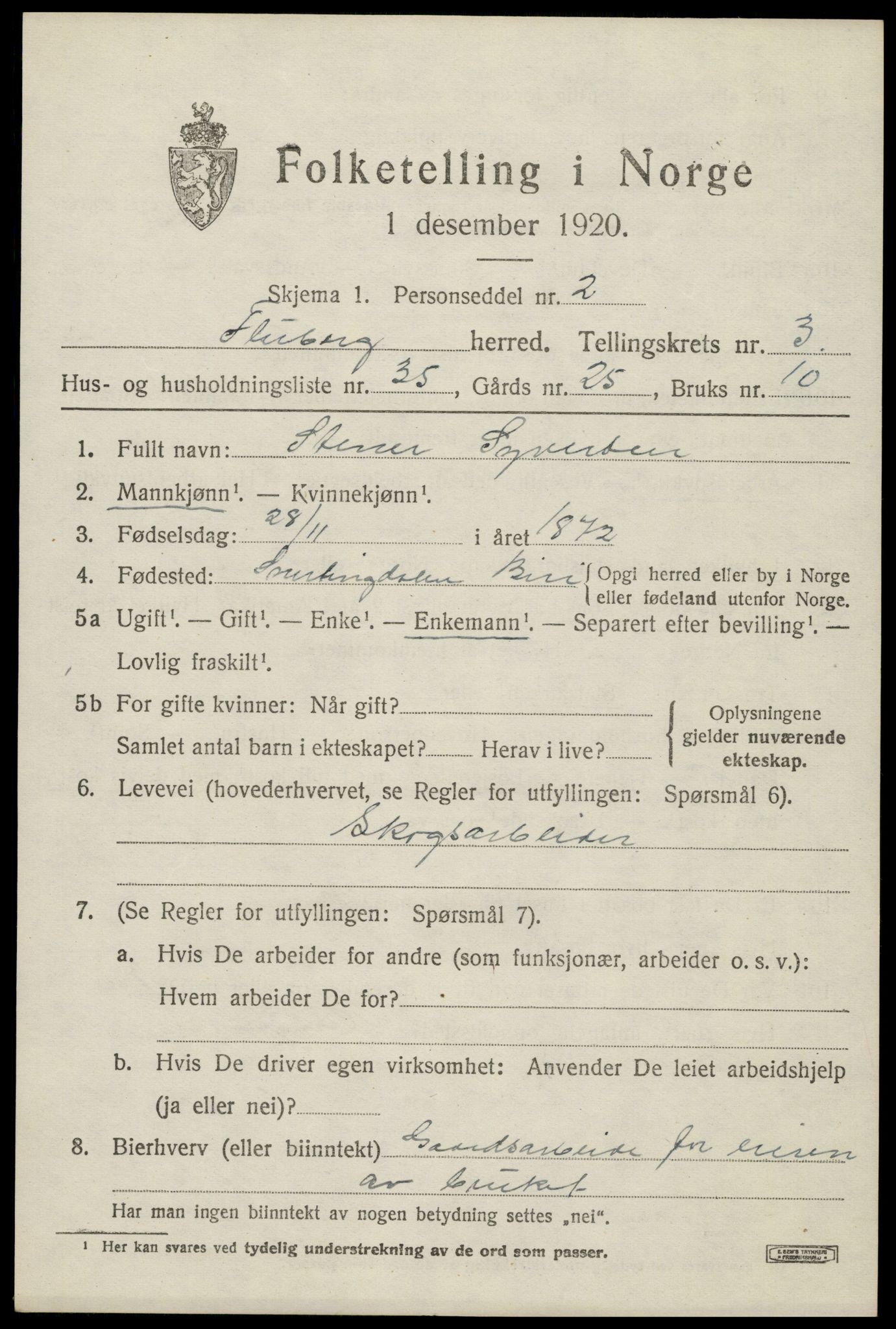 SAH, Folketelling 1920 for 0537 Fluberg herred, 1920, s. 3174