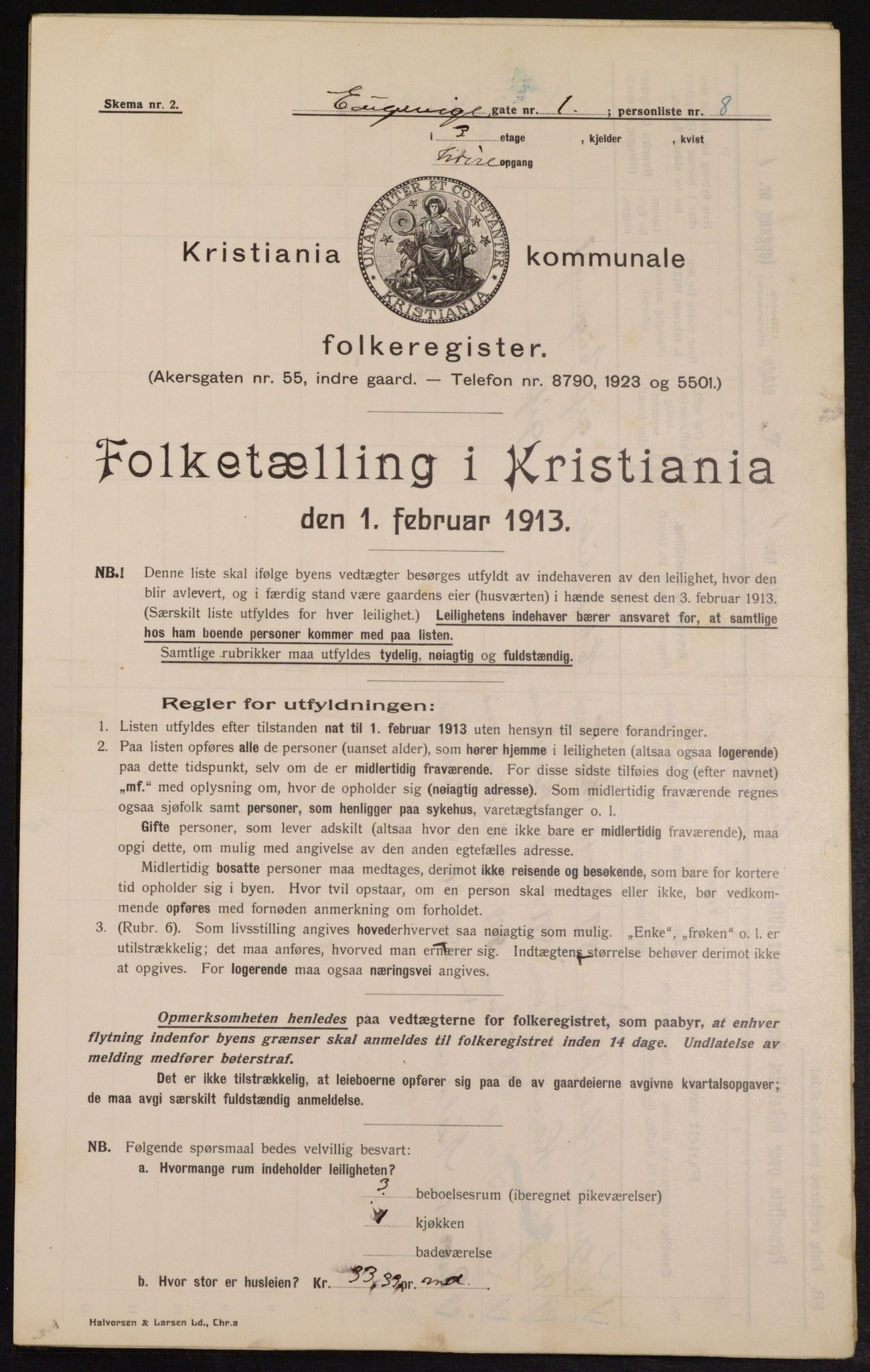 OBA, Kommunal folketelling 1.2.1913 for Kristiania, 1913, s. 22762