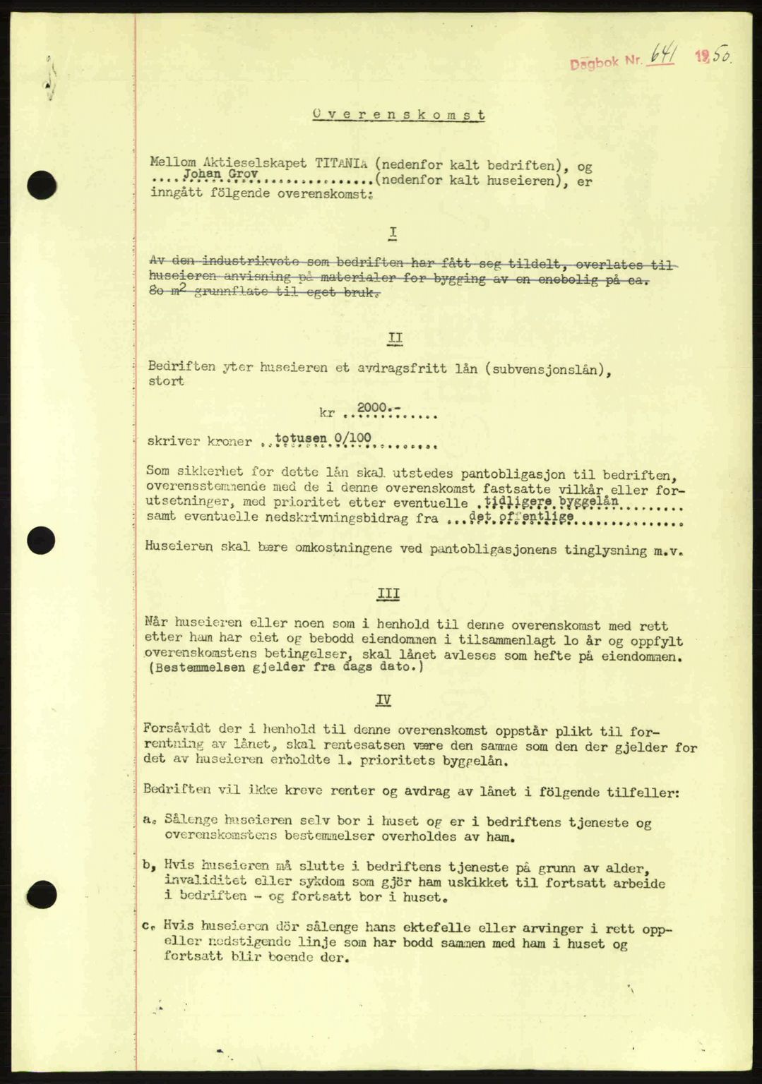 Dalane sorenskriveri, SAST/A-100309/02/G/Gb/L0057: Pantebok nr. B6-11, 1946-1950, Dagboknr: 641/1950