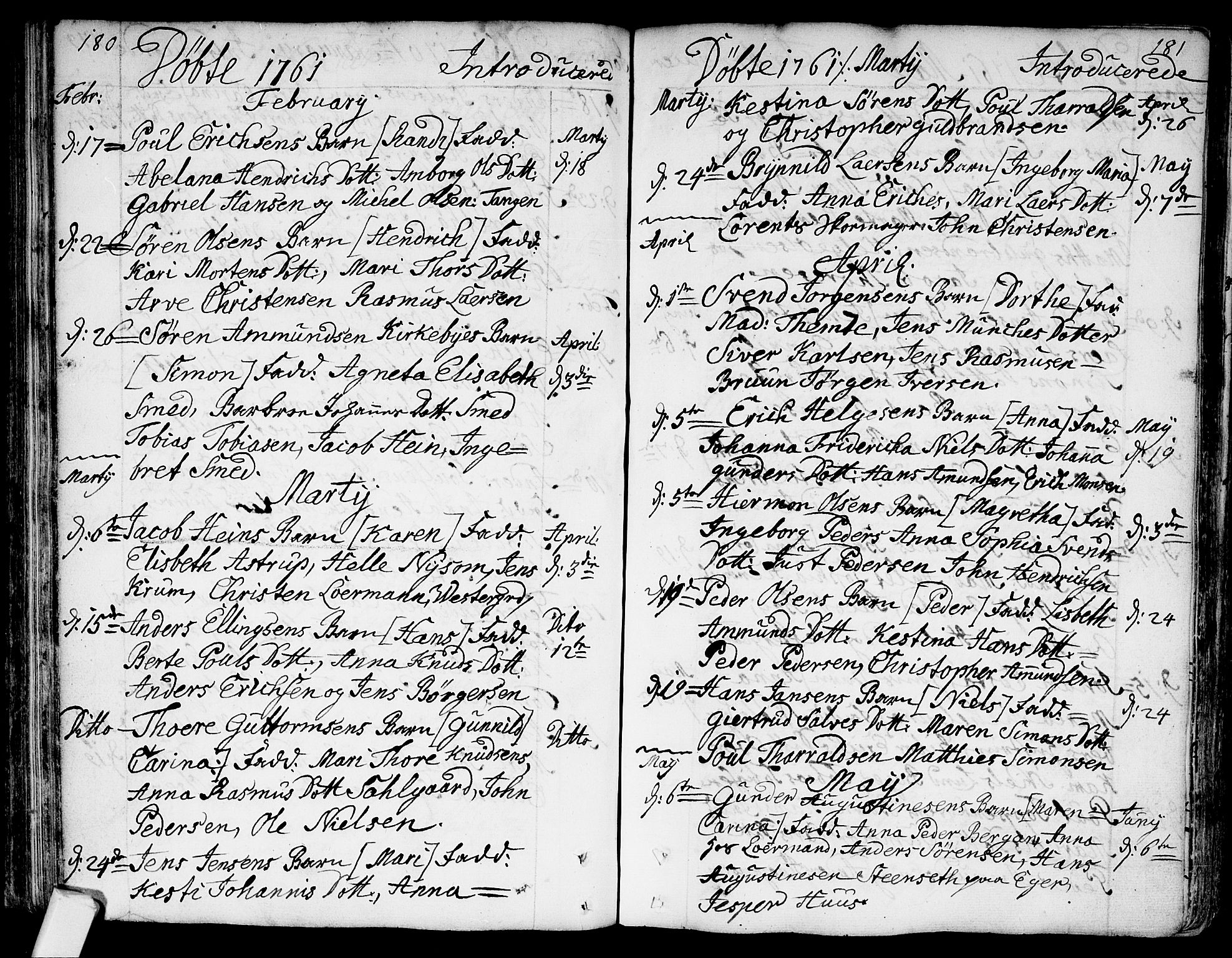 Bragernes kirkebøker, SAKO/A-6/F/Fa/L0005: Ministerialbok nr. I 5, 1759-1781, s. 180-181