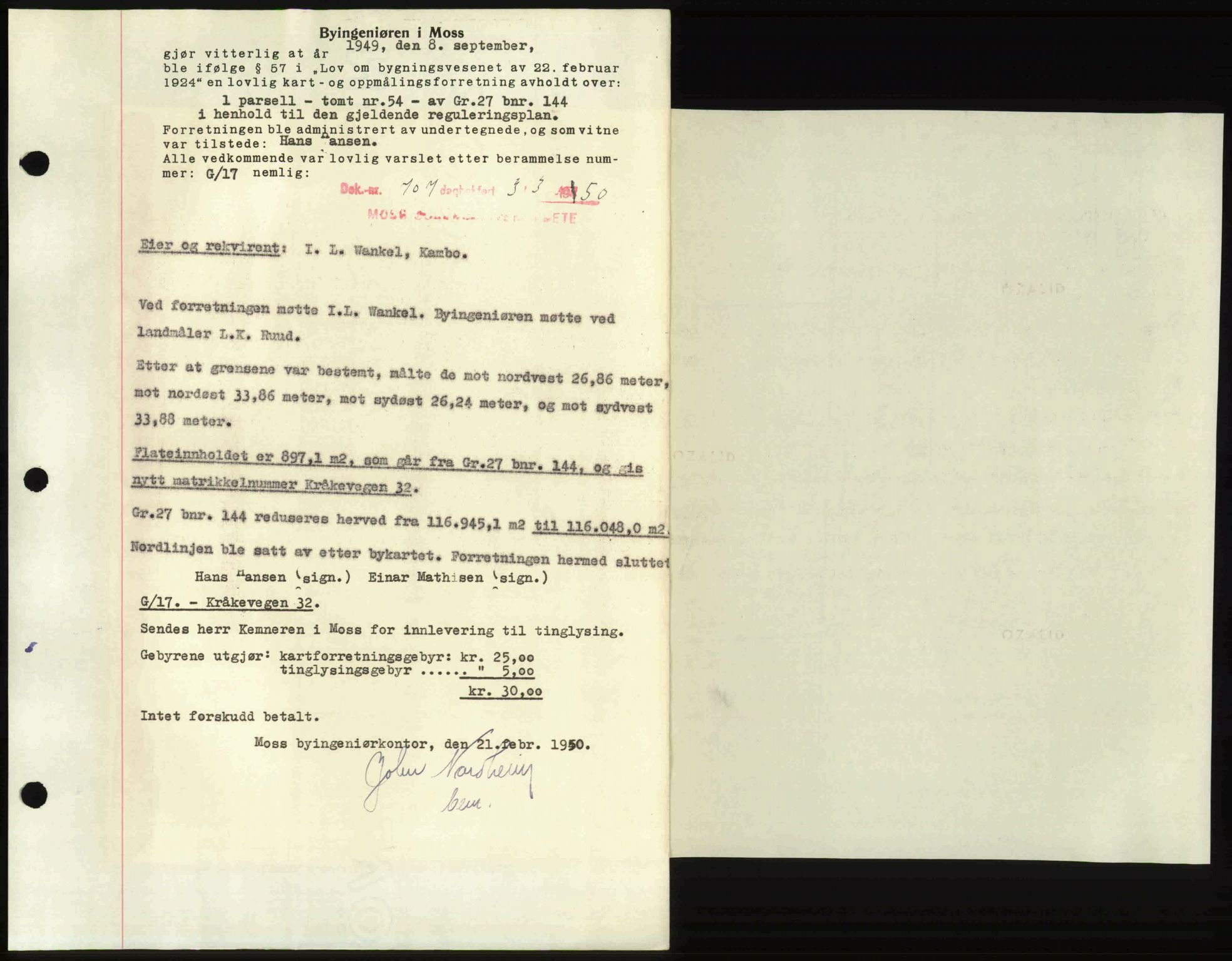 Moss sorenskriveri, SAO/A-10168: Pantebok nr. A25, 1950-1950, Dagboknr: 707/1950