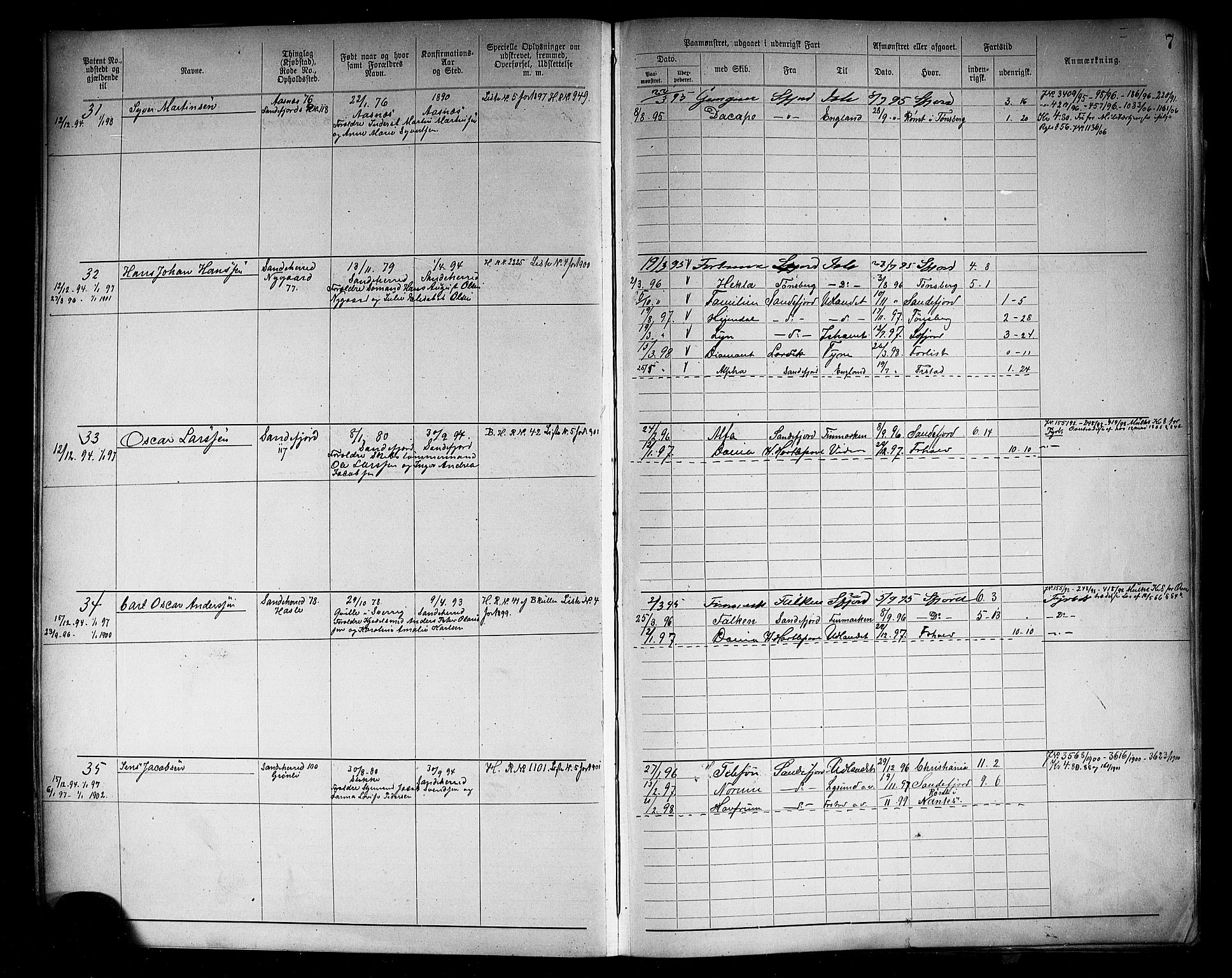 Sandefjord innrulleringskontor, AV/SAKO-A-788/F/Fa/L0005: Annotasjonsrulle, 1894-1911, s. 9
