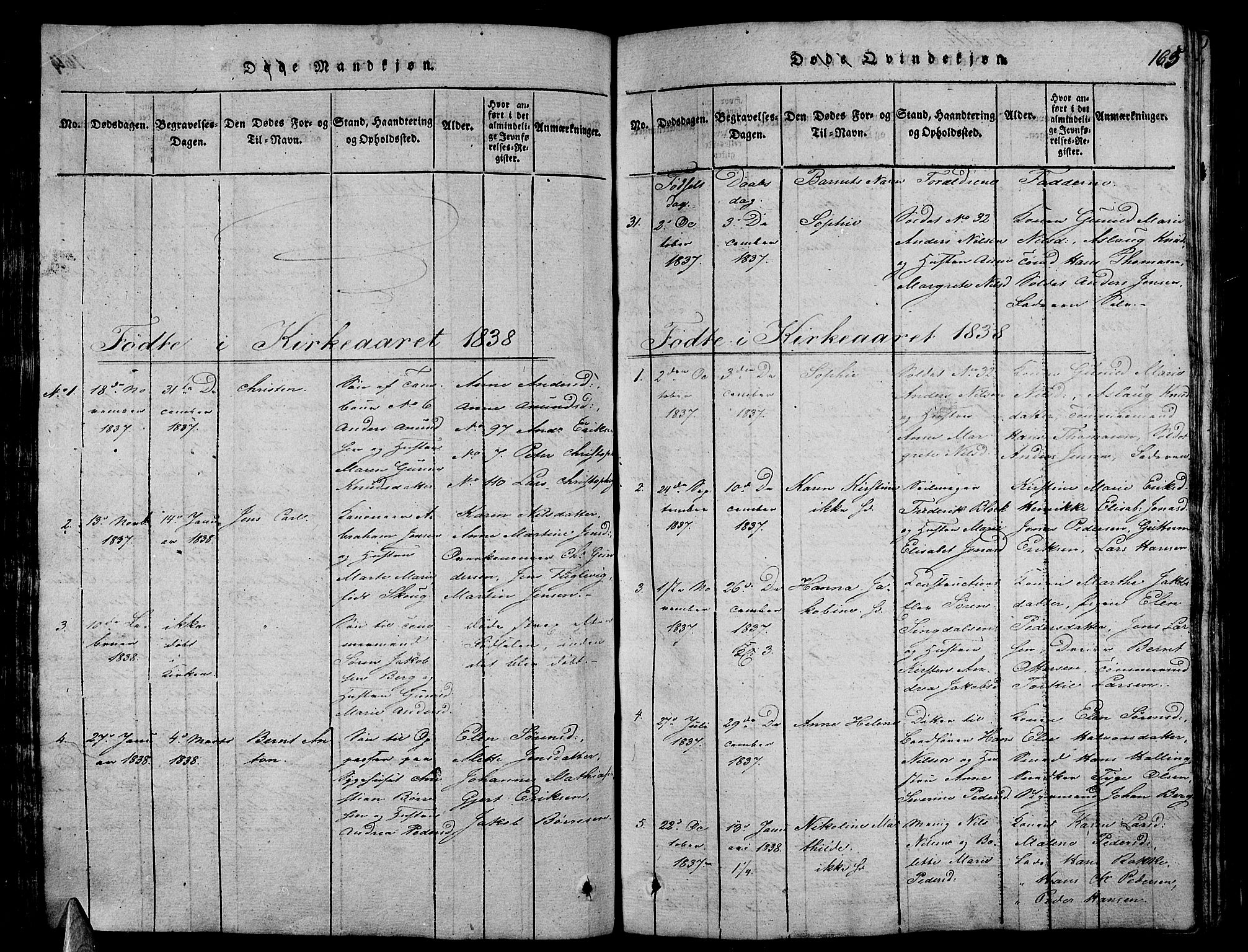 Stavern kirkebøker, SAKO/A-318/G/Ga/L0001: Klokkerbok nr. 1, 1817-1841, s. 165