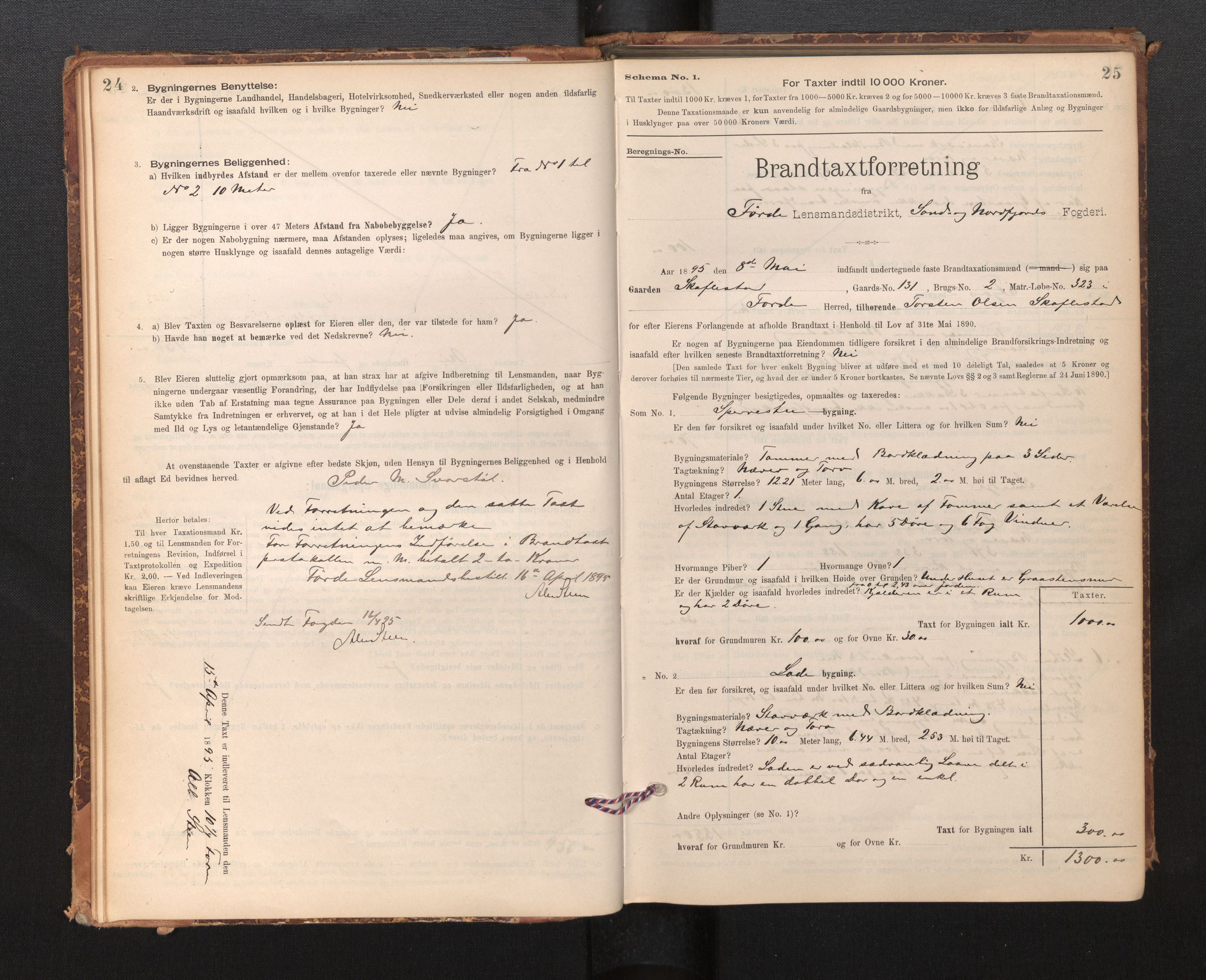 Lensmannen i Førde, AV/SAB-A-27401/0012/L0008: Branntakstprotokoll, skjematakst, 1895-1922, s. 24-25