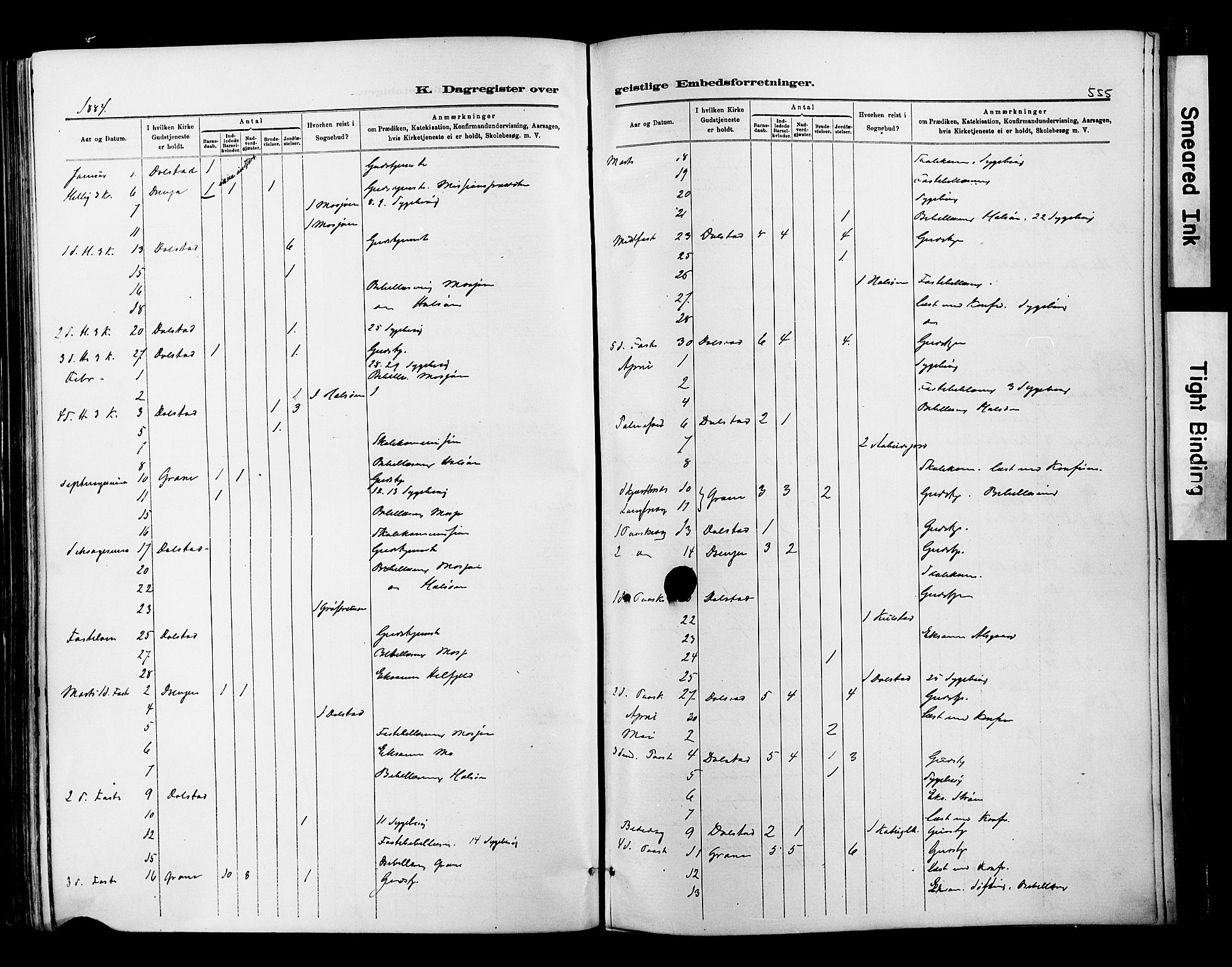 Ministerialprotokoller, klokkerbøker og fødselsregistre - Nordland, AV/SAT-A-1459/820/L0295: Ministerialbok nr. 820A16, 1880-1896, s. 555