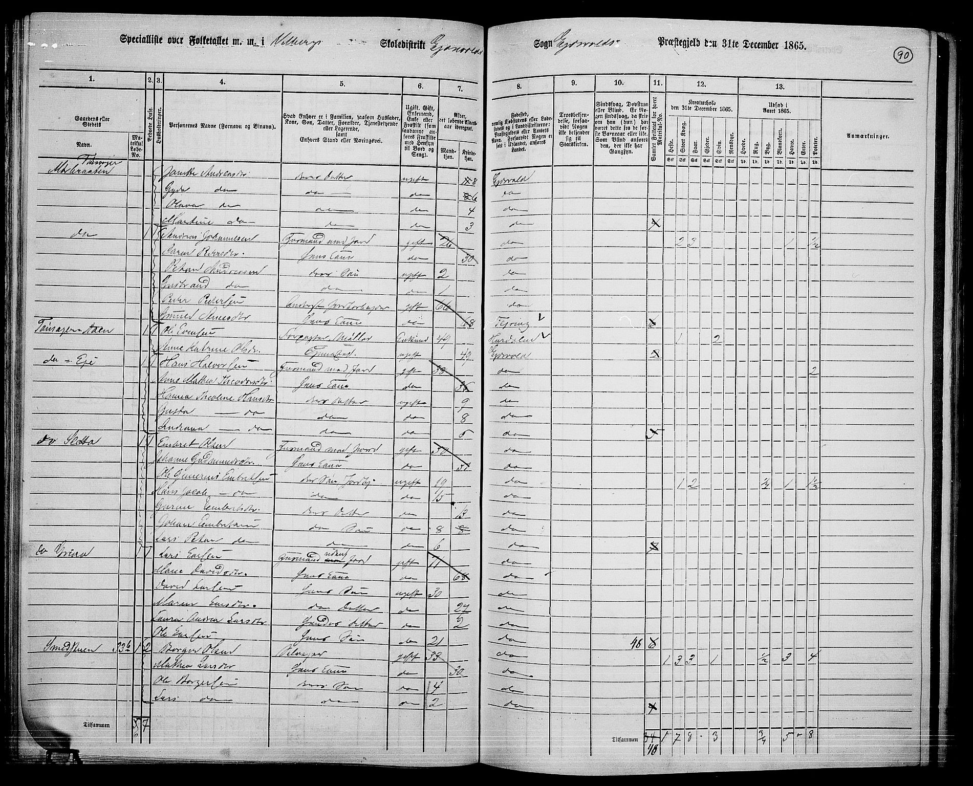 RA, Folketelling 1865 for 0237P Eidsvoll prestegjeld, 1865, s. 78