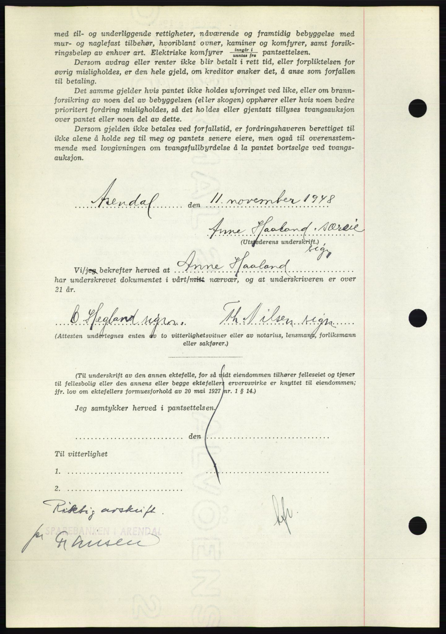 Nedenes sorenskriveri, AV/SAK-1221-0006/G/Gb/Gbb/L0005: Pantebok nr. B5, 1948-1948, Dagboknr: 1613/1948