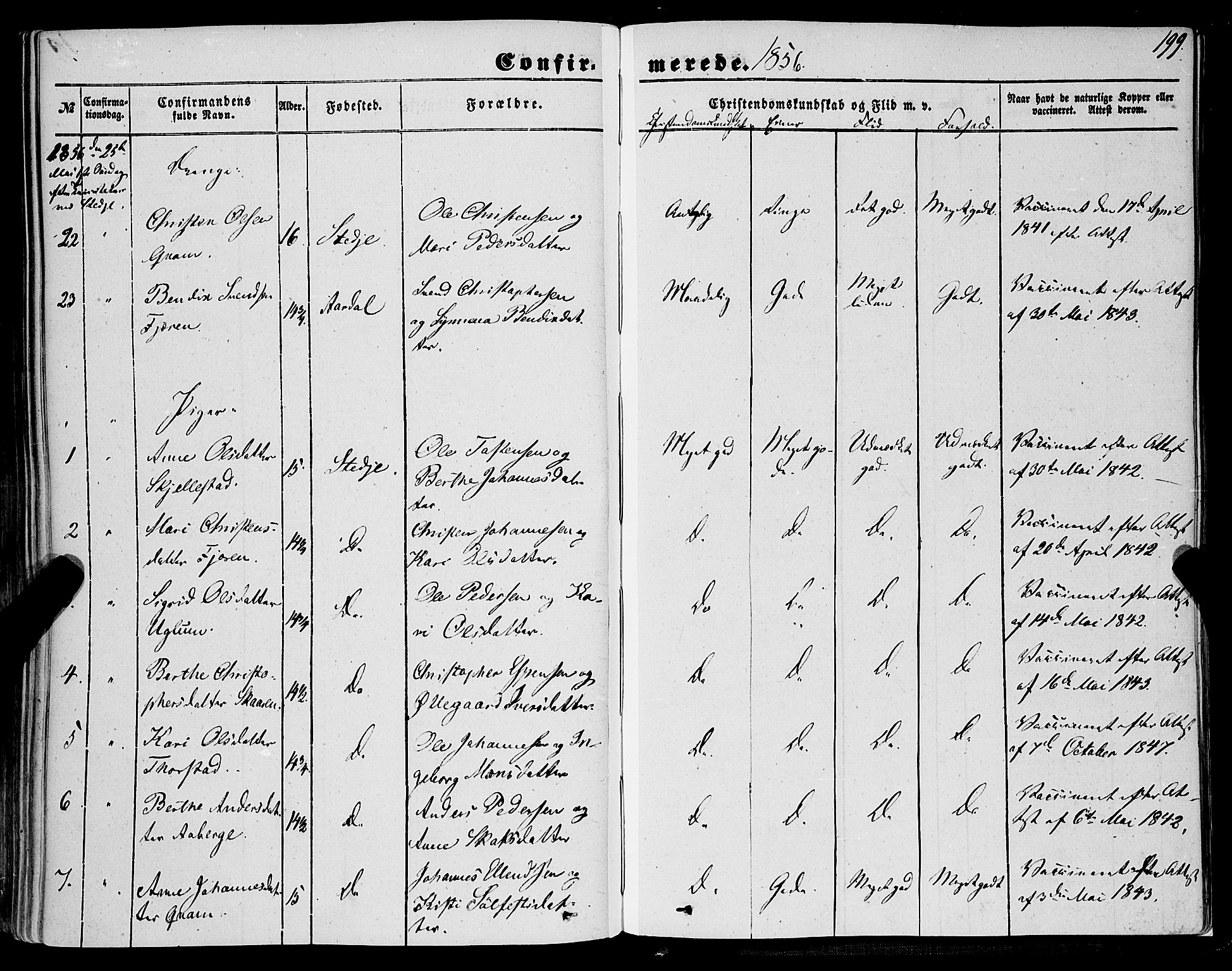 Sogndal sokneprestembete, AV/SAB-A-81301/H/Haa/Haaa/L0012I: Ministerialbok nr. A 12I, 1847-1859, s. 199