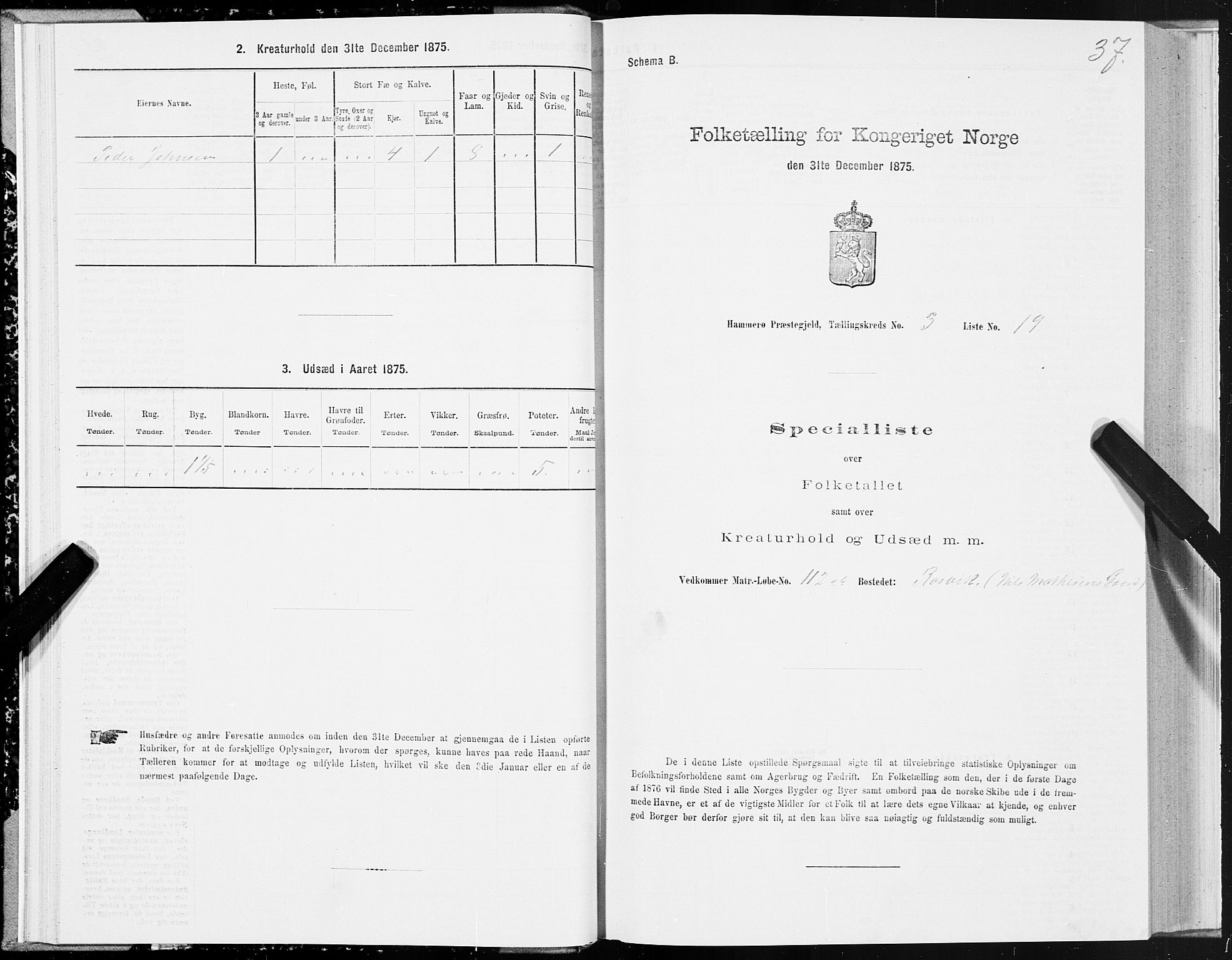 SAT, Folketelling 1875 for 1849P Hamarøy prestegjeld, 1875, s. 2037