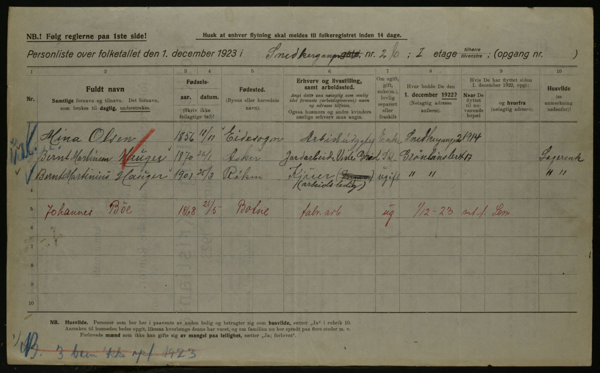 OBA, Kommunal folketelling 1.12.1923 for Kristiania, 1923, s. 108061